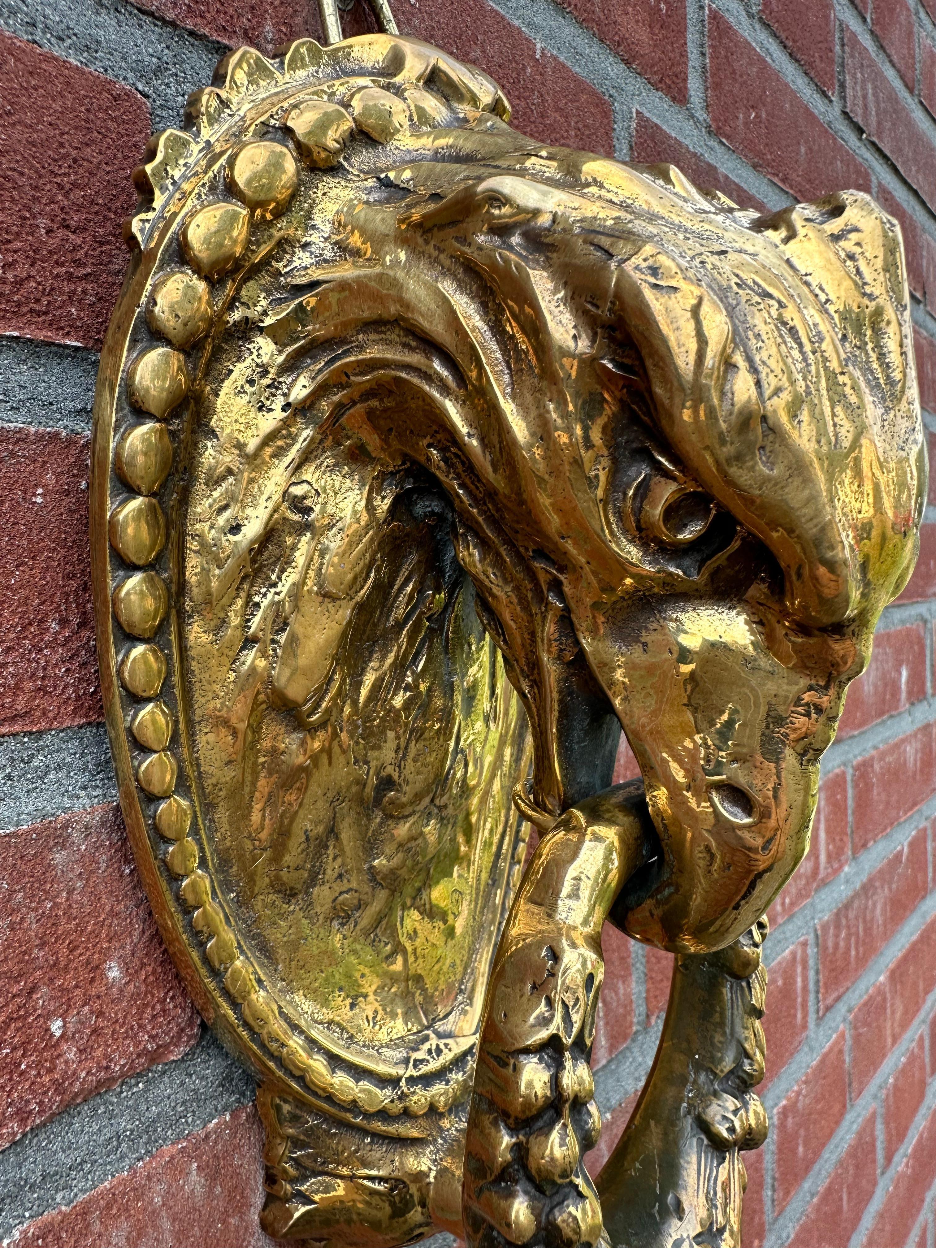 French Good Size Antique & Monumental, Finest Bronze Eagle Head Sculpture Door Knocker  For Sale