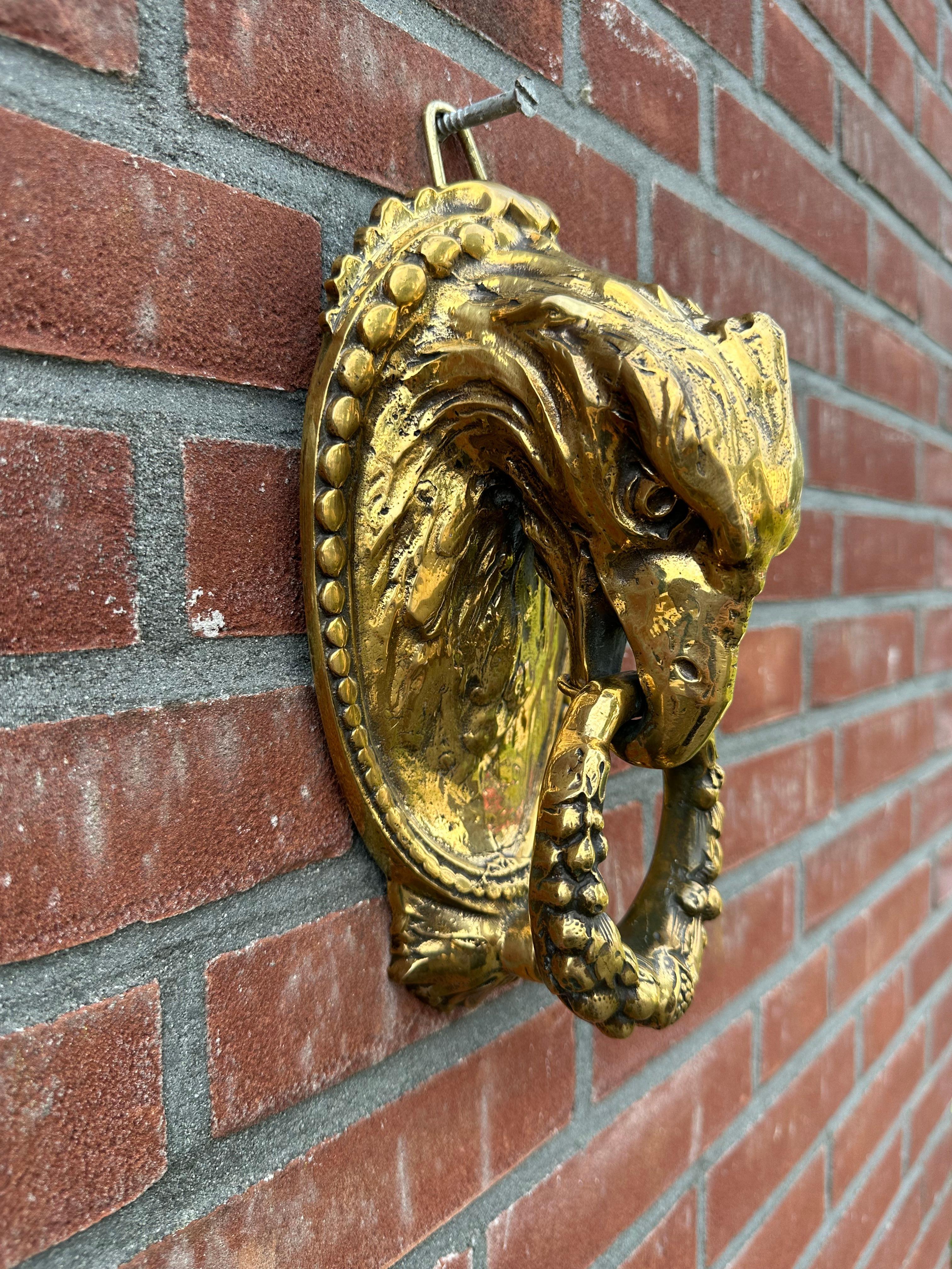 Good Size Antique & Monumental, Finest Bronze Eagle Head Sculpture Door Knocker  For Sale 9