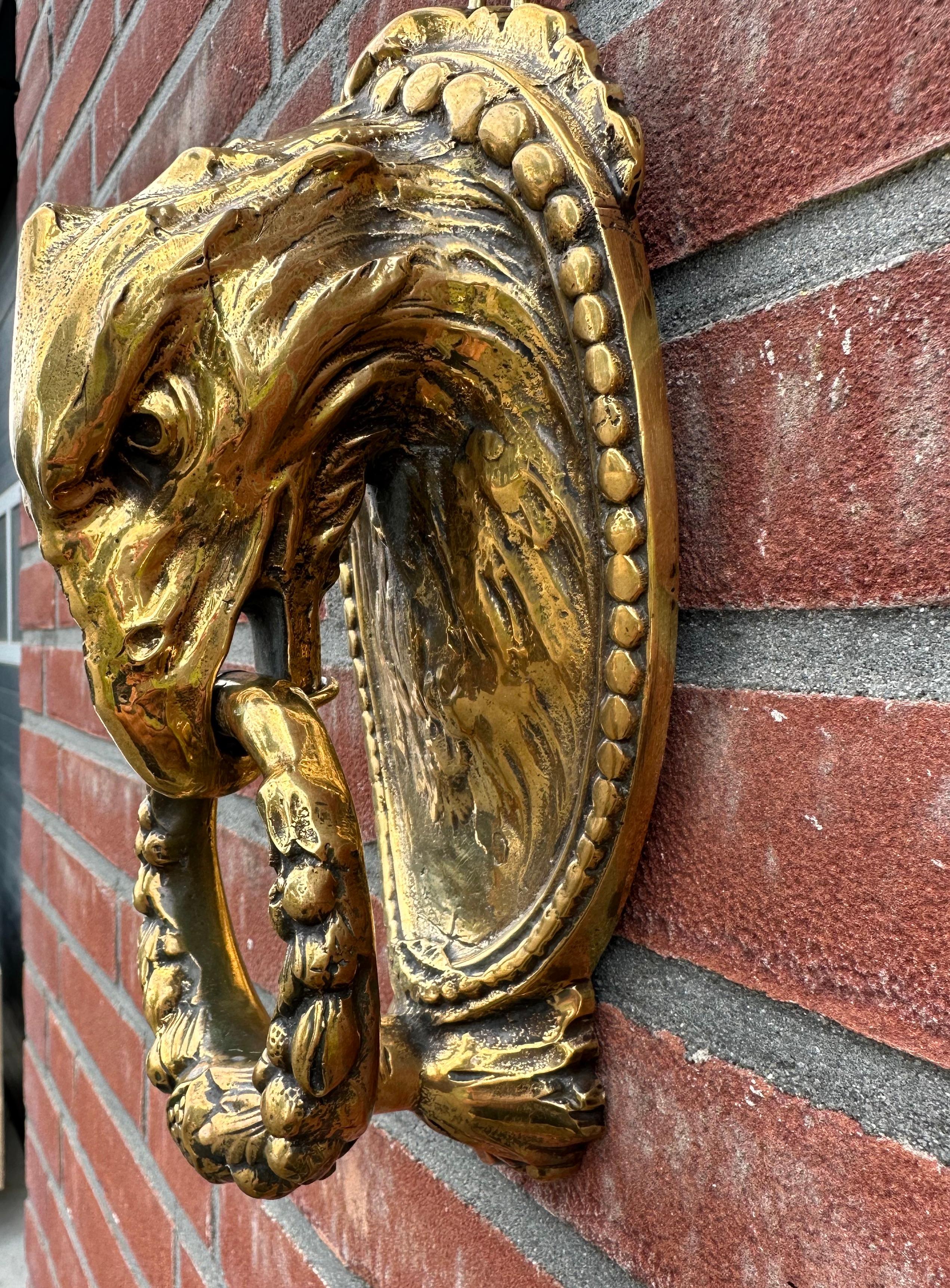 Good Size Antique & Monumental, Finest Bronze Eagle Head Sculpture Door Knocker  For Sale 4
