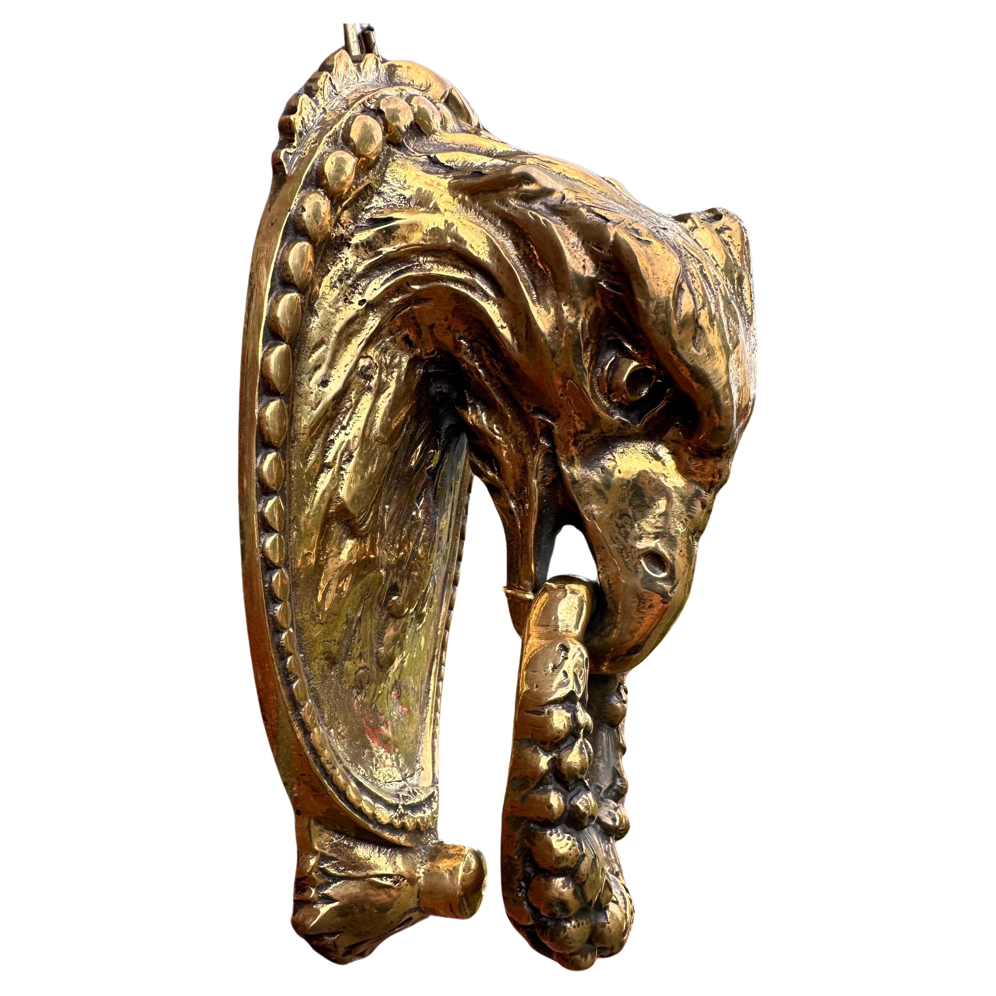 Good Size Antique & Monumental, Finest Bronze Eagle Head Sculpture Door Knocker  For Sale