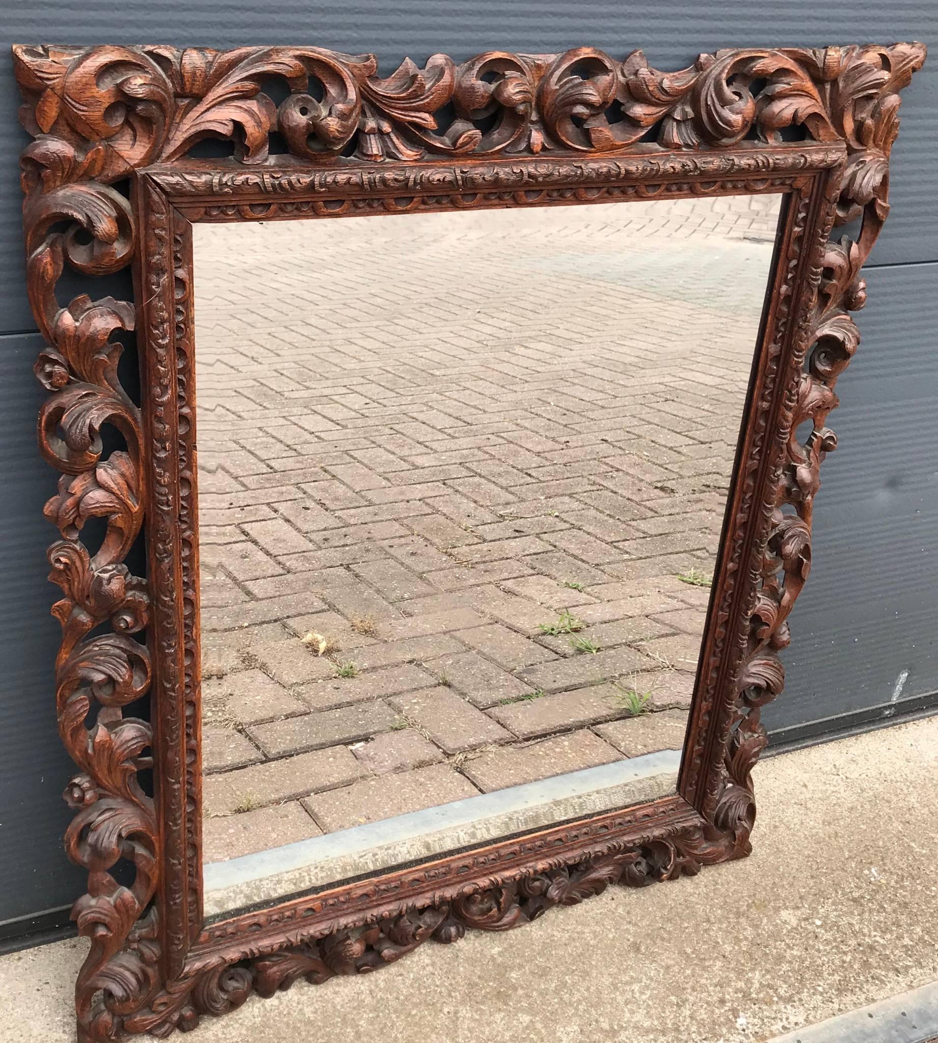 Good Size Baroque Style Hand Carved Oak Wall Picture Frame with Bevelled Mirror 4