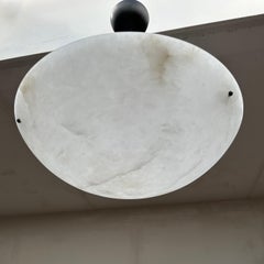 Good Size Flush Mount / Pendant with Stunning White Alabaster Moon-Like Shade