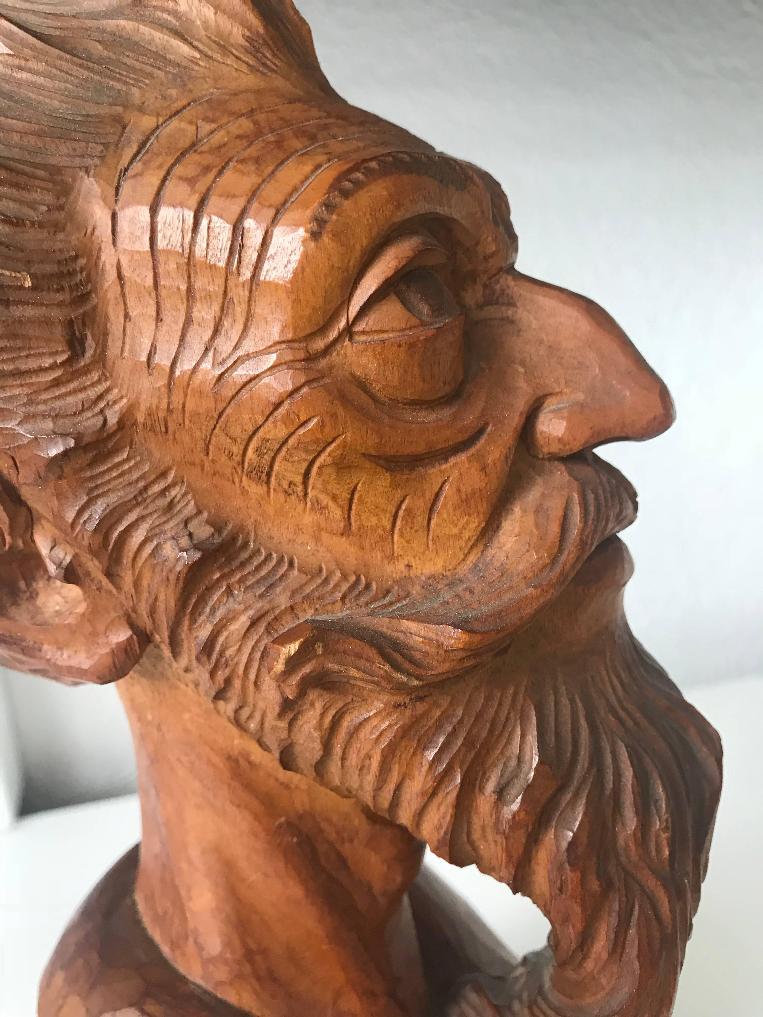 Good Size Midcentury, Quality Carved Beechwood Don Quixote Bust Sculpture 6