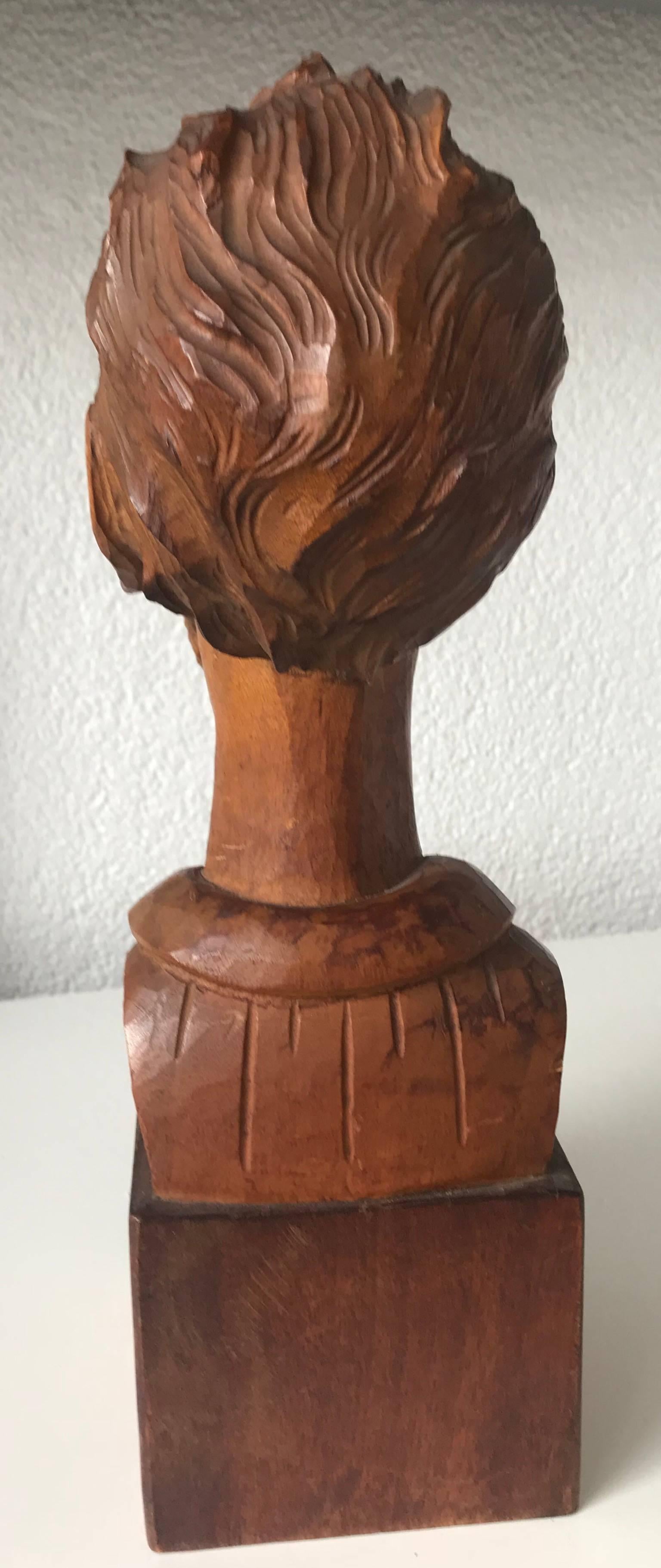 Good Size Midcentury, Quality Carved Beechwood Don Quixote Bust Sculpture 3