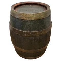 Antique Good Size Oak Brewery Barrel, Table, Log Bin or Christmas Tree   