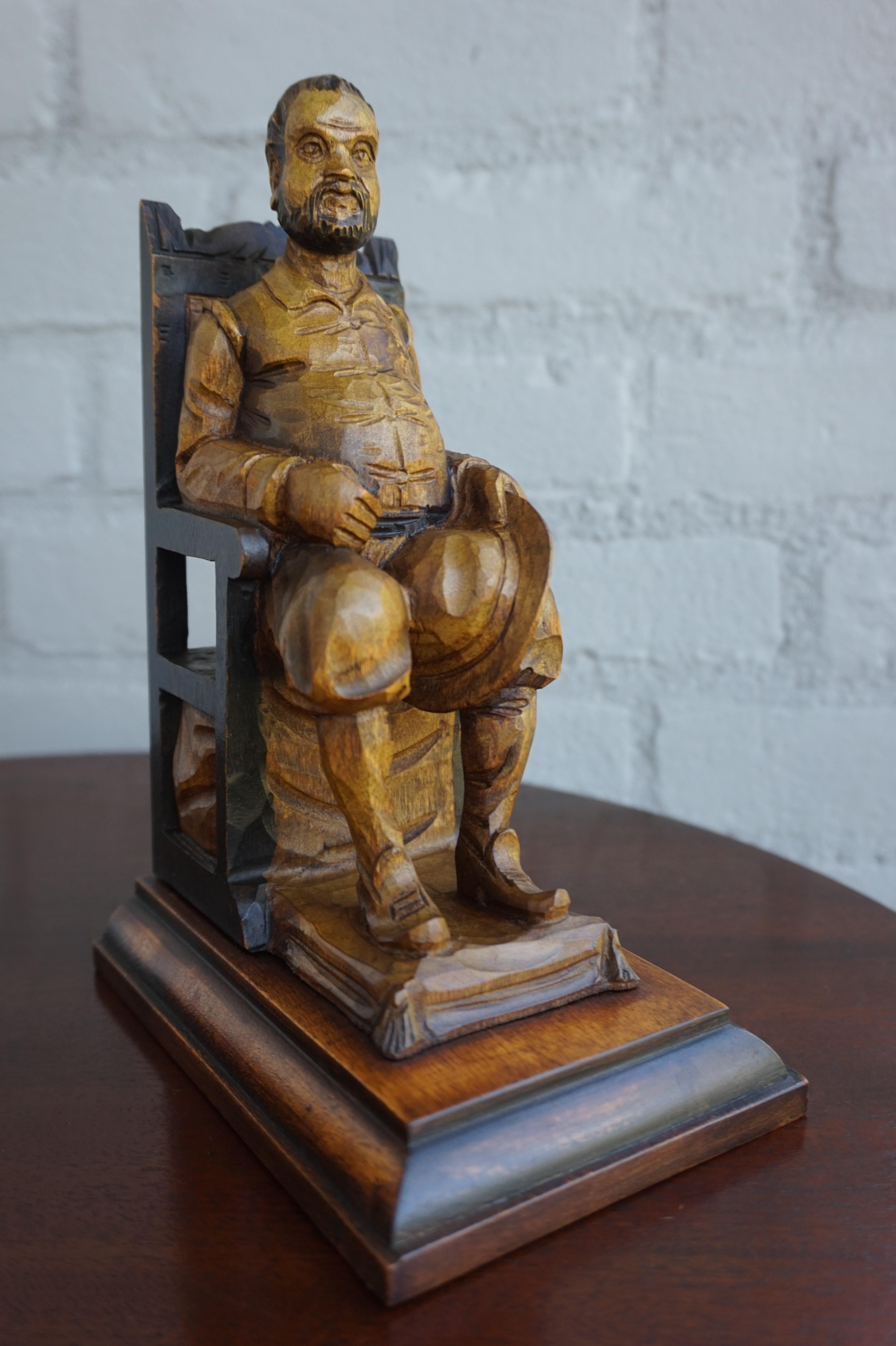 Good Size Pair of Hand Carved and Ebonized Don Quixote and Sancho Panza Bookends 5