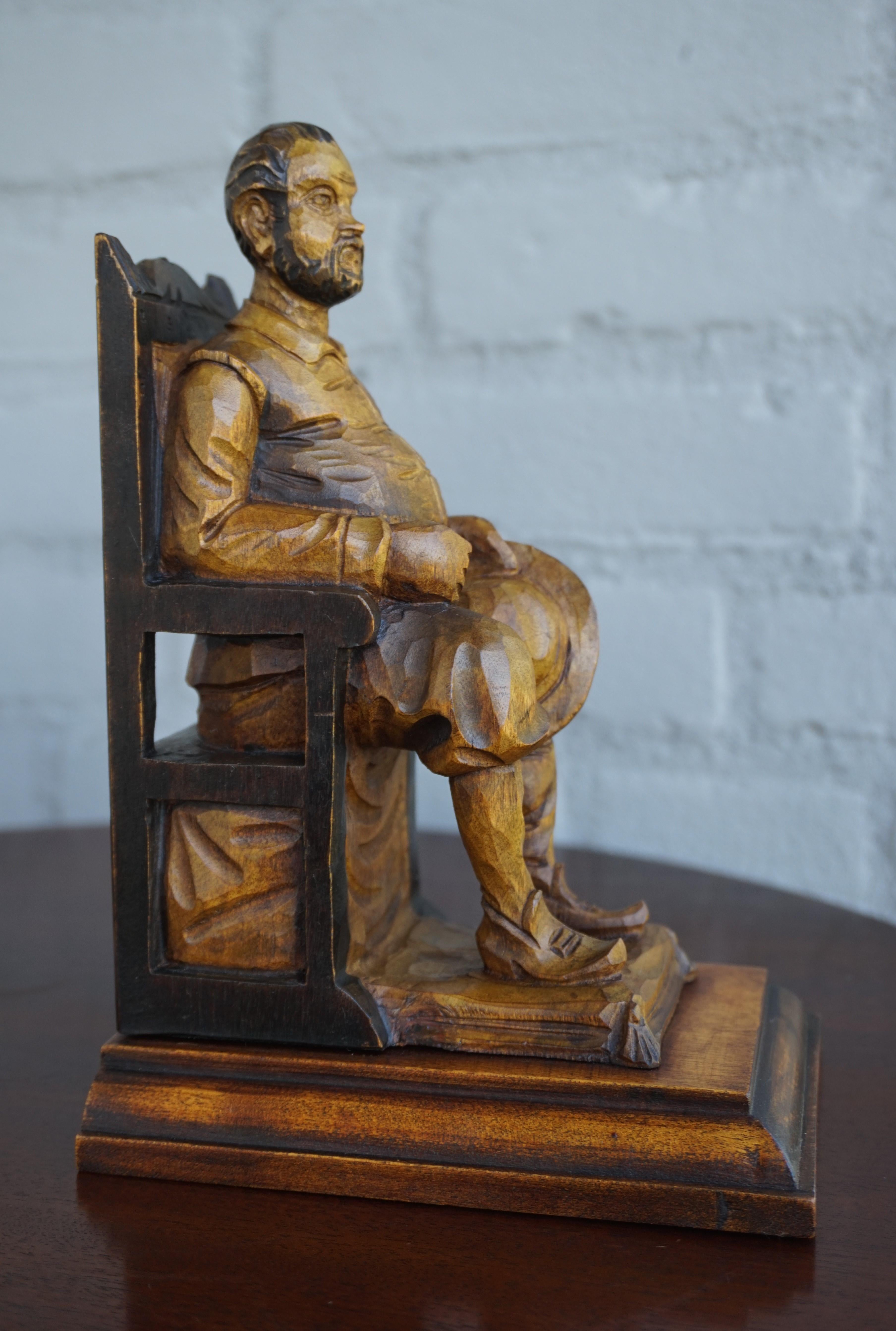 Good Size Pair of Hand Carved and Ebonized Don Quixote and Sancho Panza Bookends 6