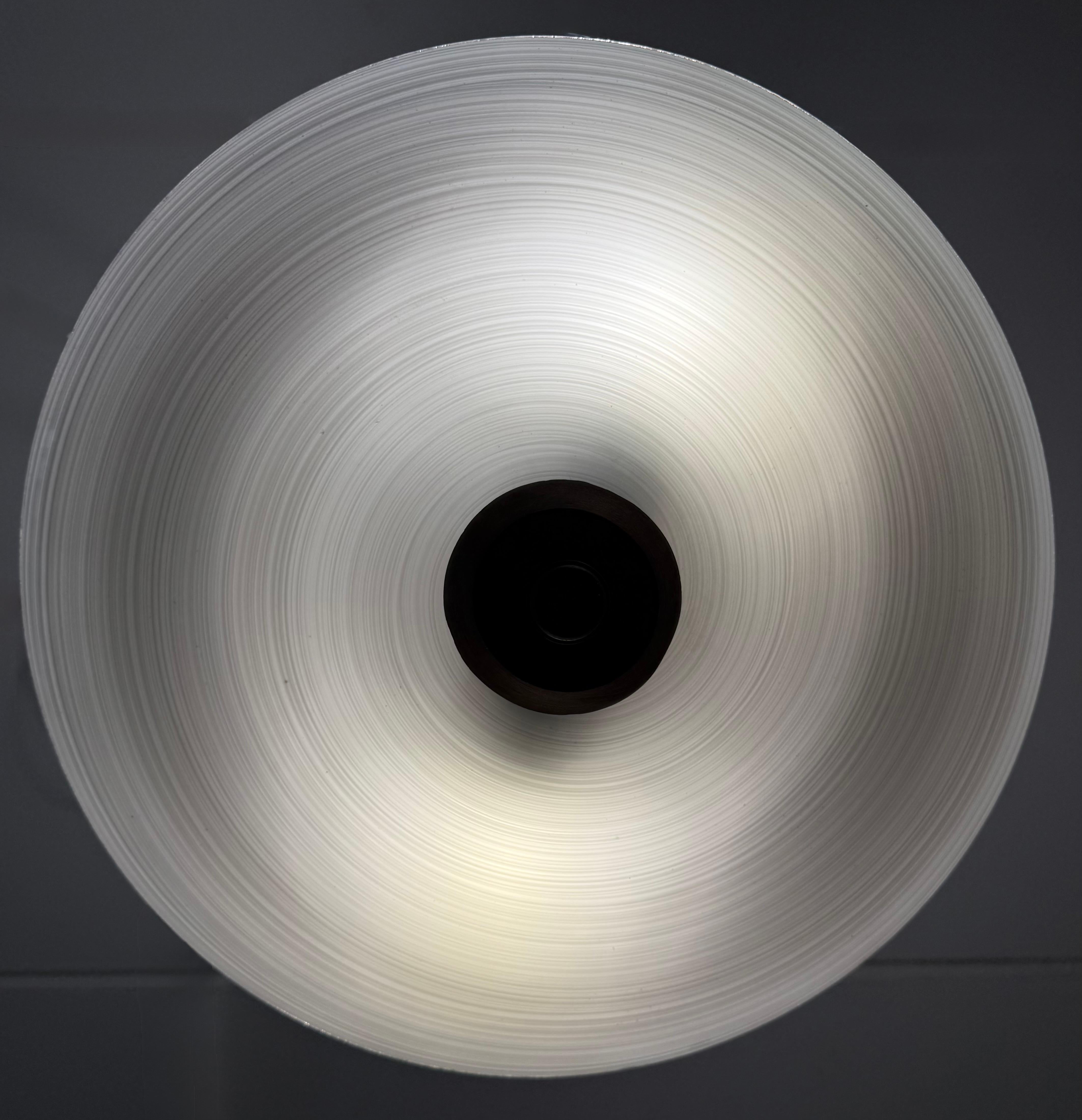 Good Size & Top Quality 2-Light Midcentury White & Grey Art Glass Flush Mount For Sale 5