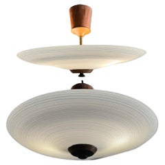 Empotrable de cristal artístico de 2 luces, blanco y gris, de buen tamaño y gran calidad, de mediados de siglo