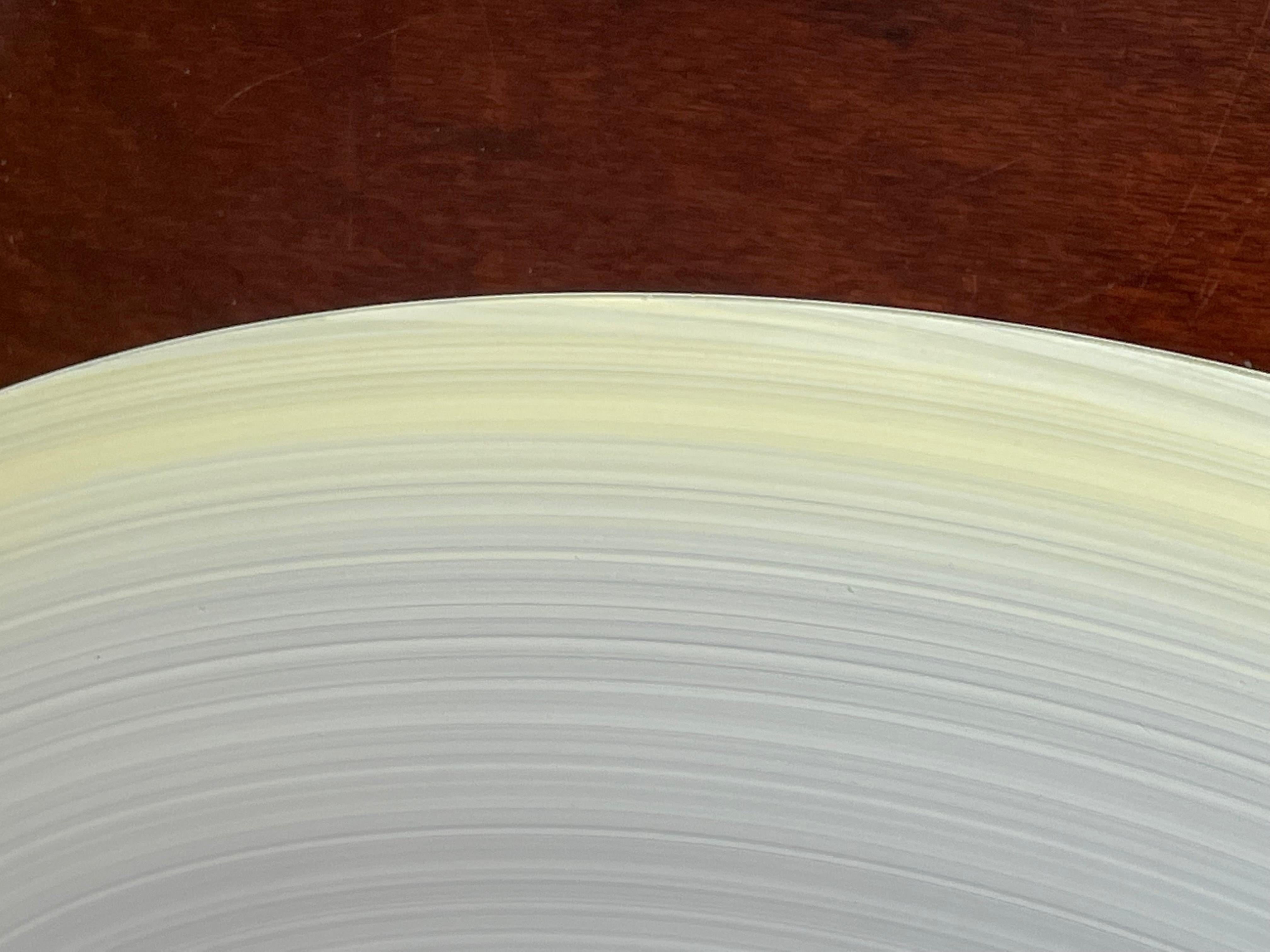 Good Size & Top Quality 2-Light Midcentury Yellow & White Art Glass Flush Mount 3
