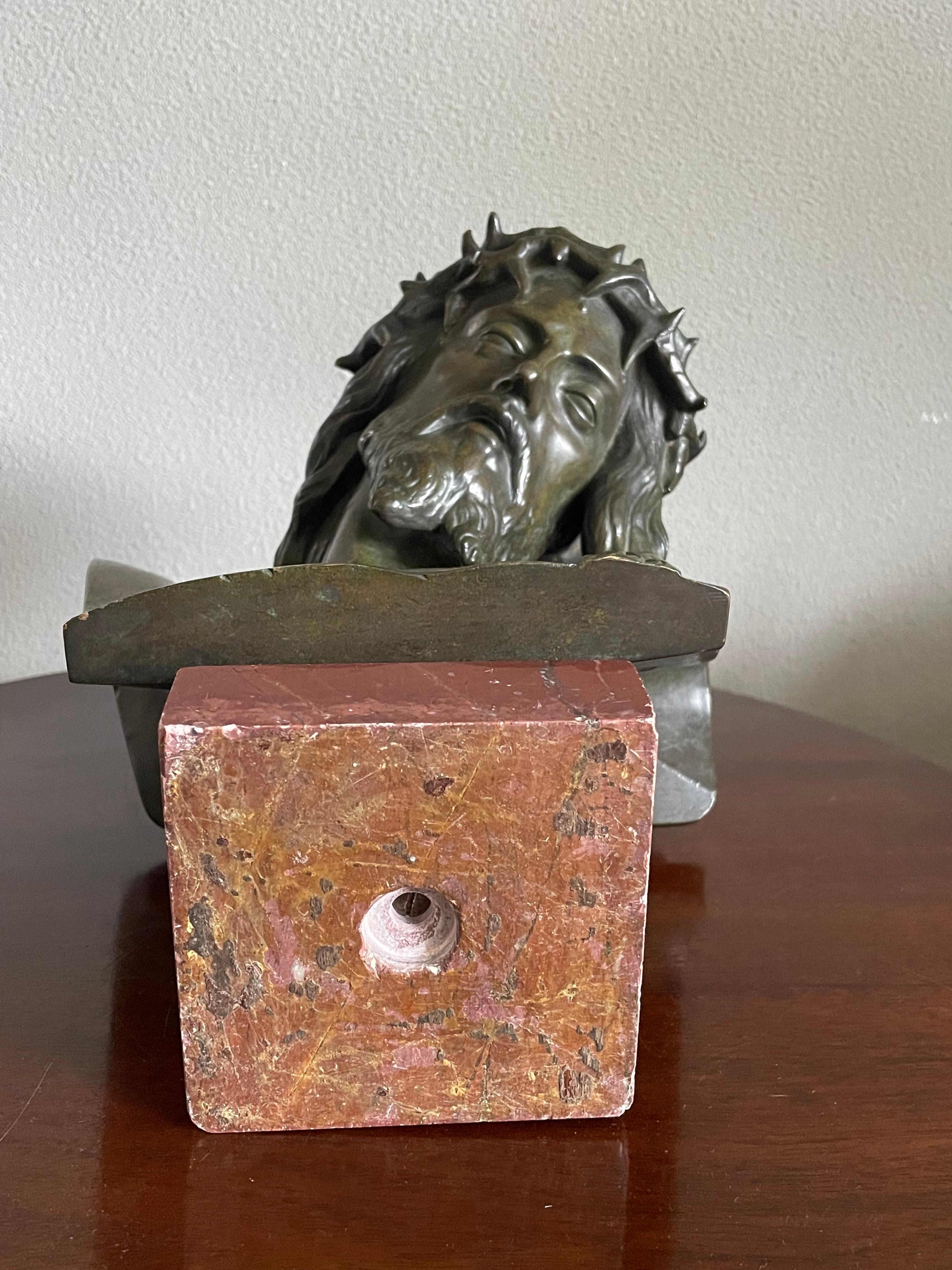 Good Size & Top Quality Bronze Bust of Christ By F. Barbedienne & J. Clésinger For Sale 8