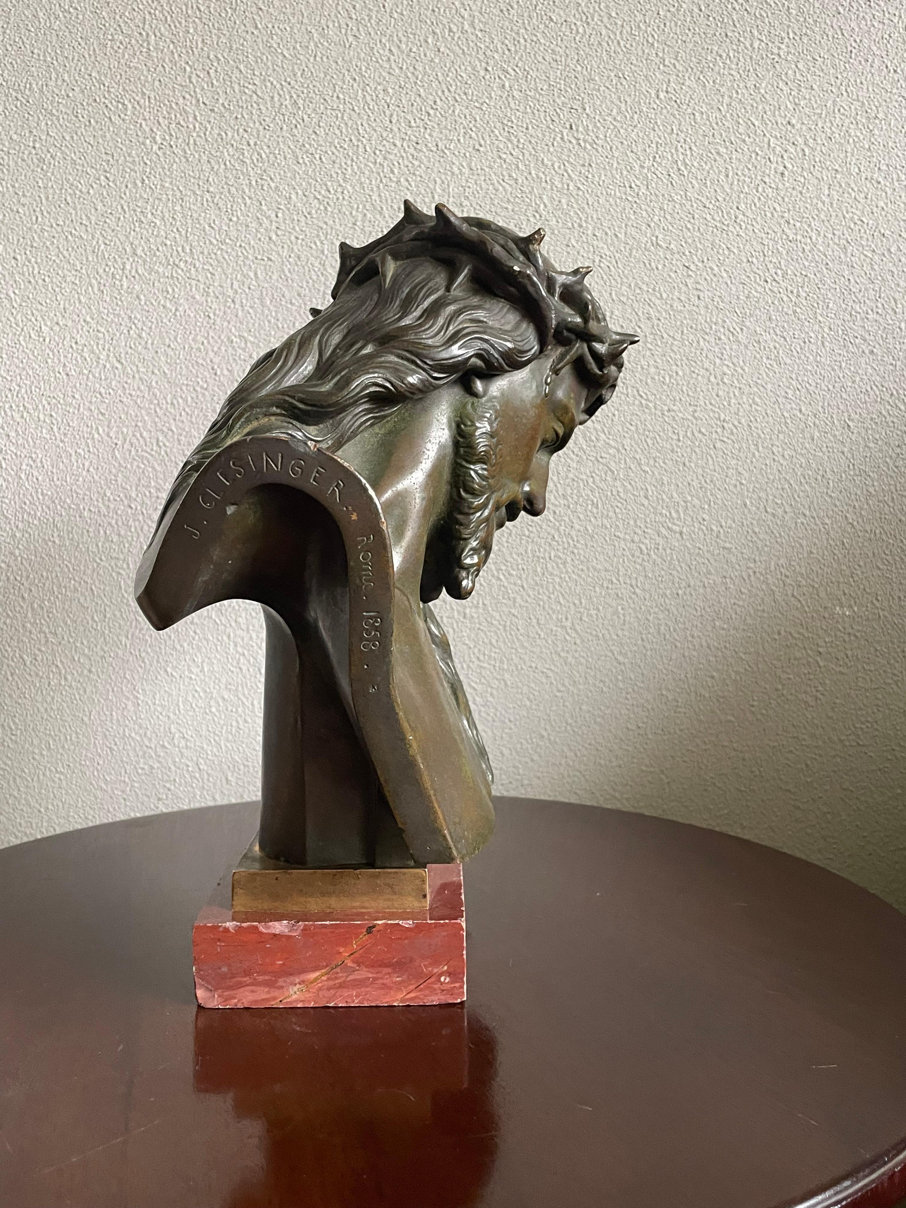 Français Buste du Christ en bronze de bonne taille et de qualité supérieure par F. Barbedienne & J. Clésinger en vente