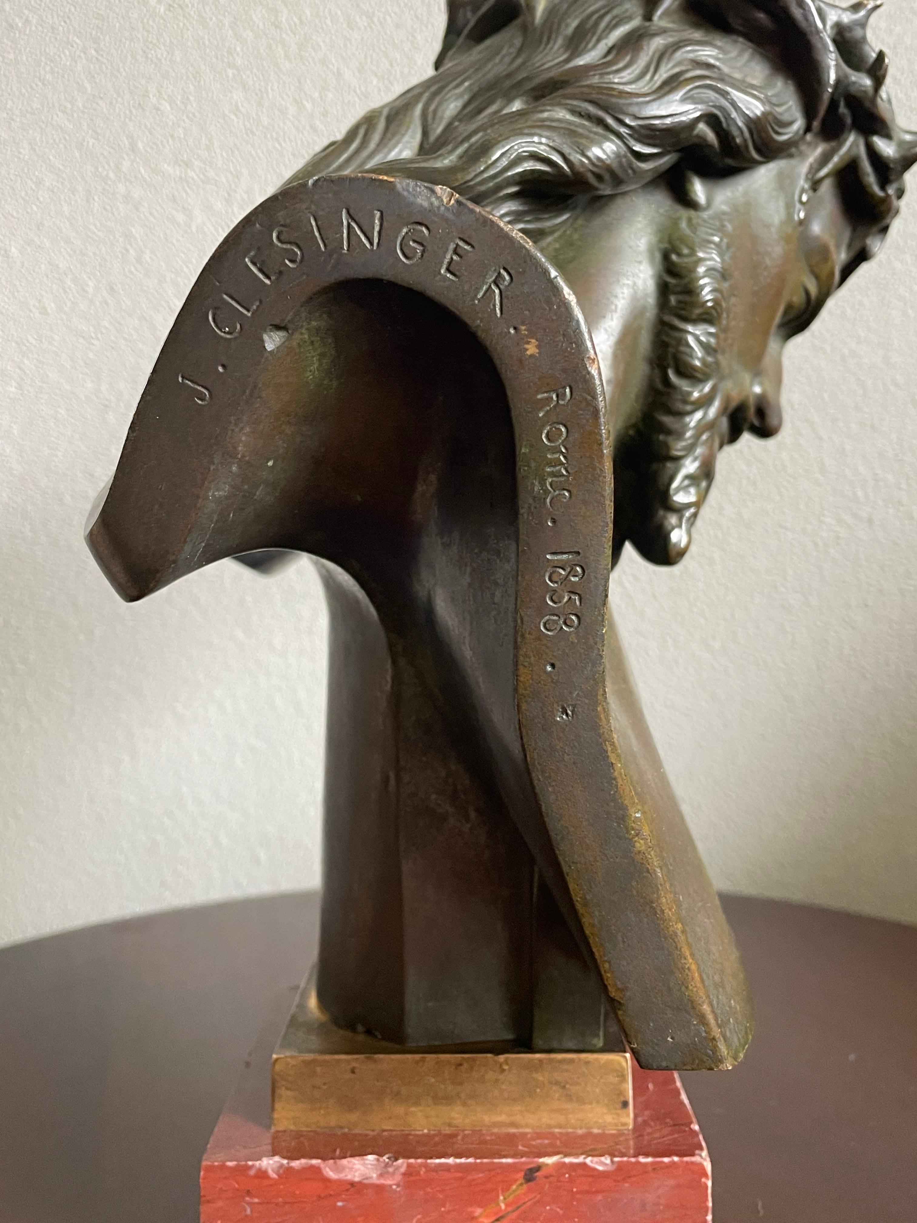 Cast Good Size & Top Quality Bronze Bust of Christ By F. Barbedienne & J. Clésinger For Sale
