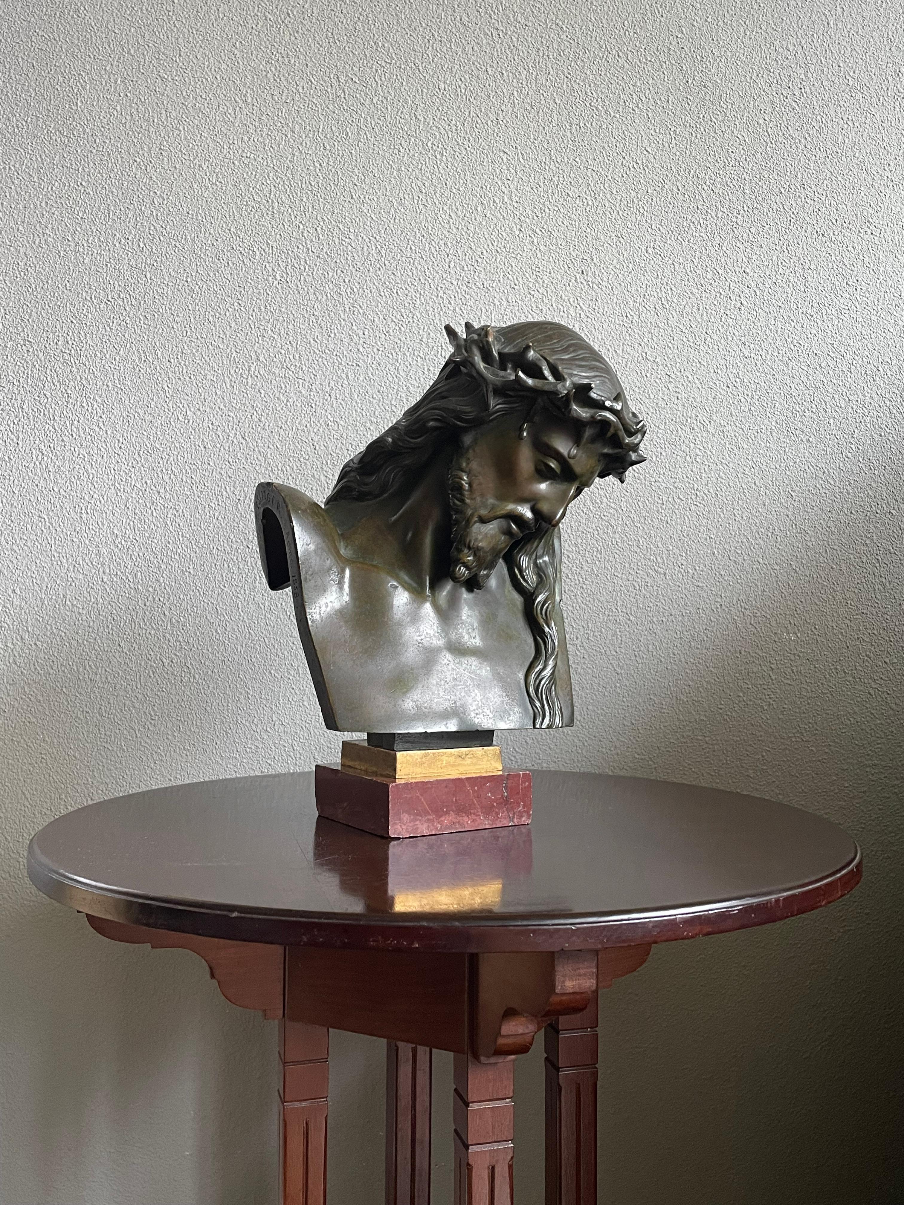 Buste du Christ en bronze de bonne taille et de qualité supérieure par F. Barbedienne & J. Clésinger Bon état - En vente à Lisse, NL