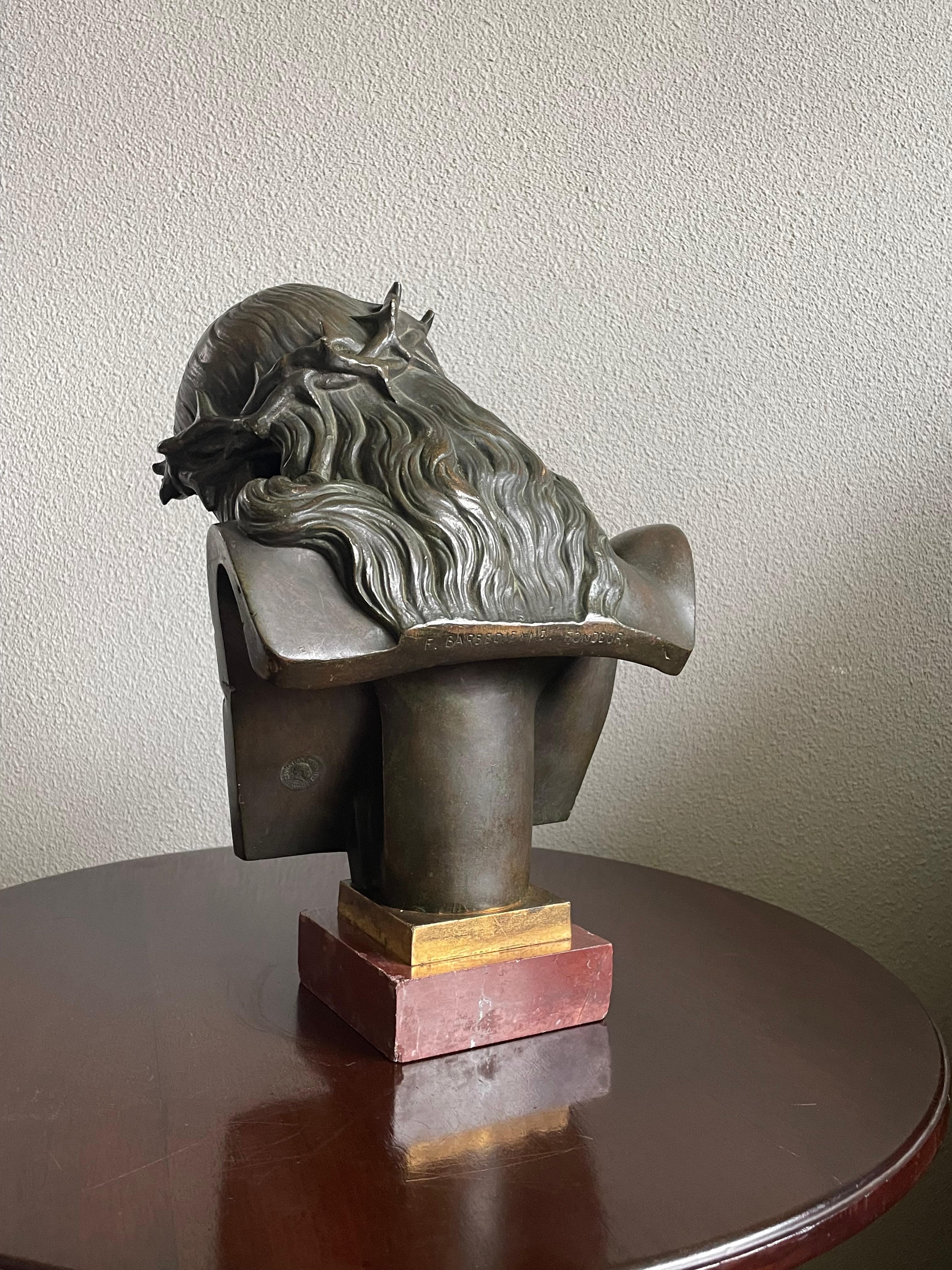 Good Size & Top Quality Bronze Bust of Christ By F. Barbedienne & J. Clésinger For Sale 1