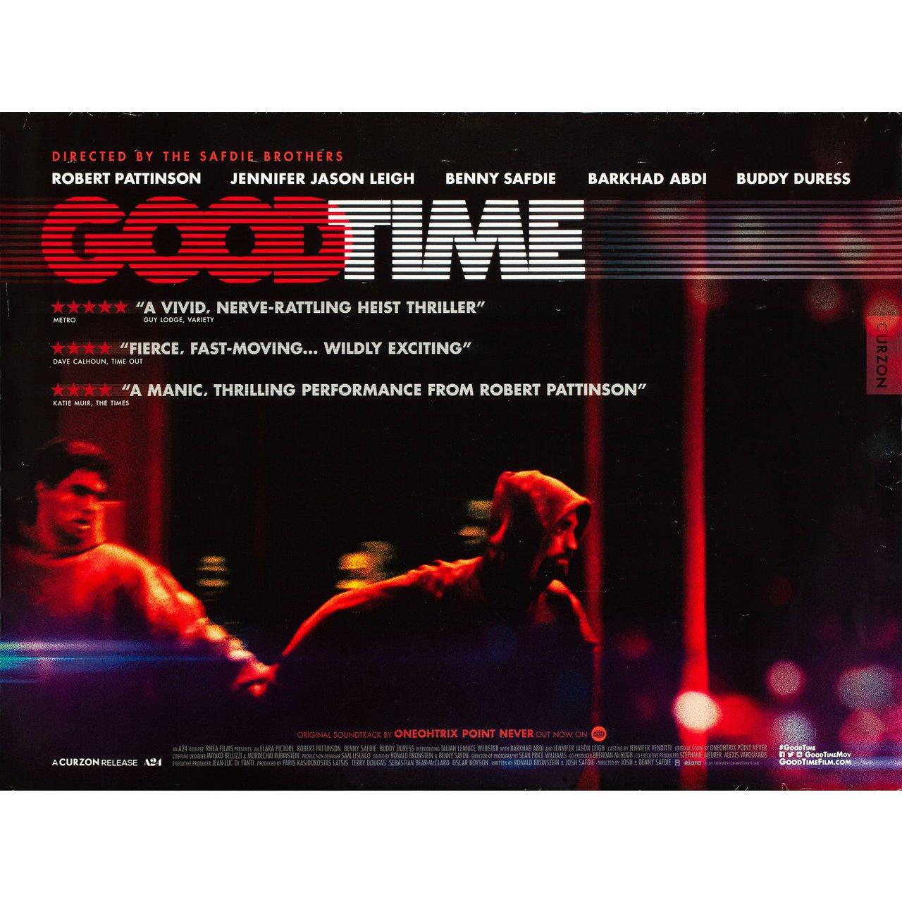 Original 2017 British quad poster for the film Good Time directed by Benny Safdie / Josh Safdie with Robert Pattinson / Benny Safdie / Taliah Webster / Jennifer Jason Leigh. Very Good-Fine condition, rolled. Please note: the size is stated in inches
