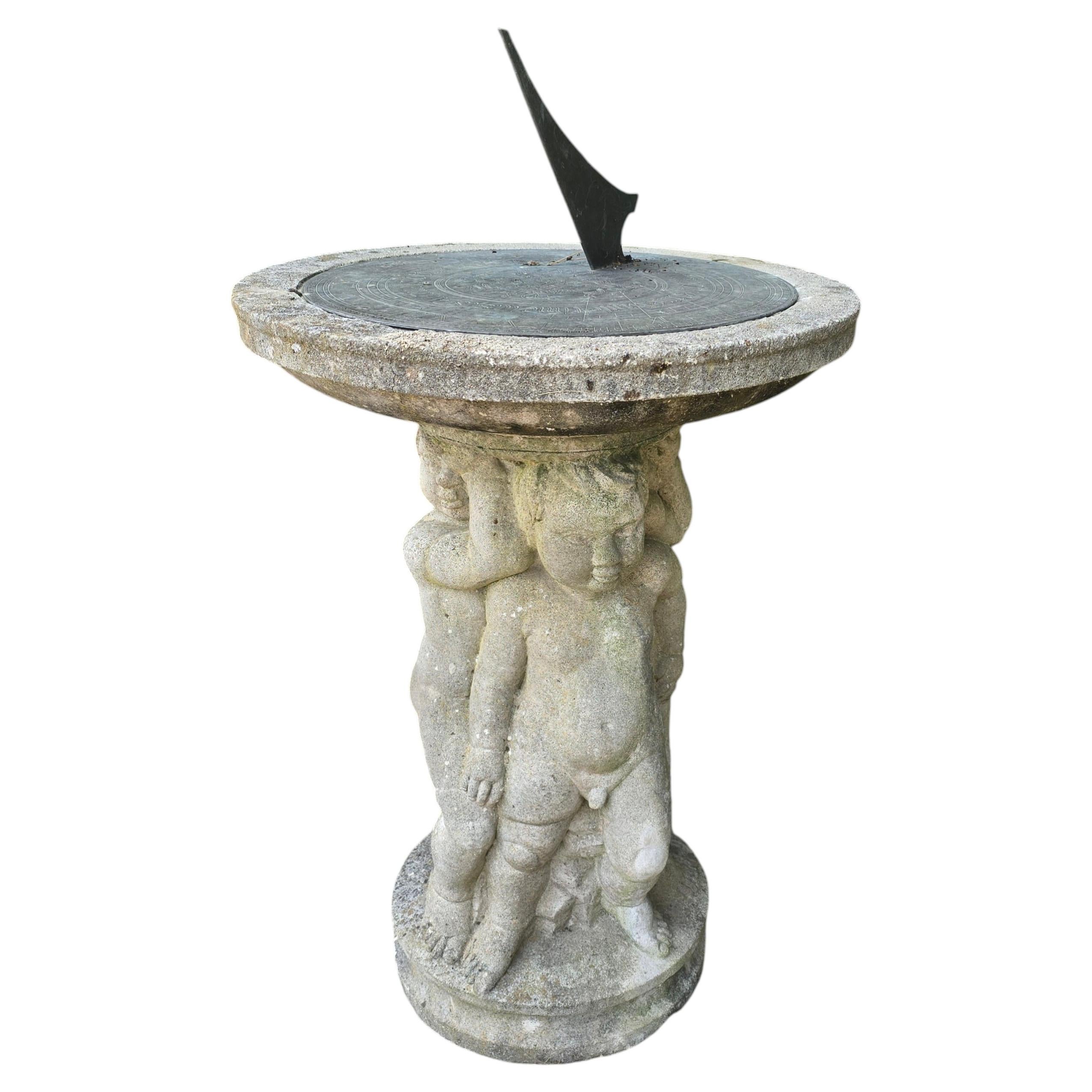 Good Vintage Well Weathered Sun Dial For Sale