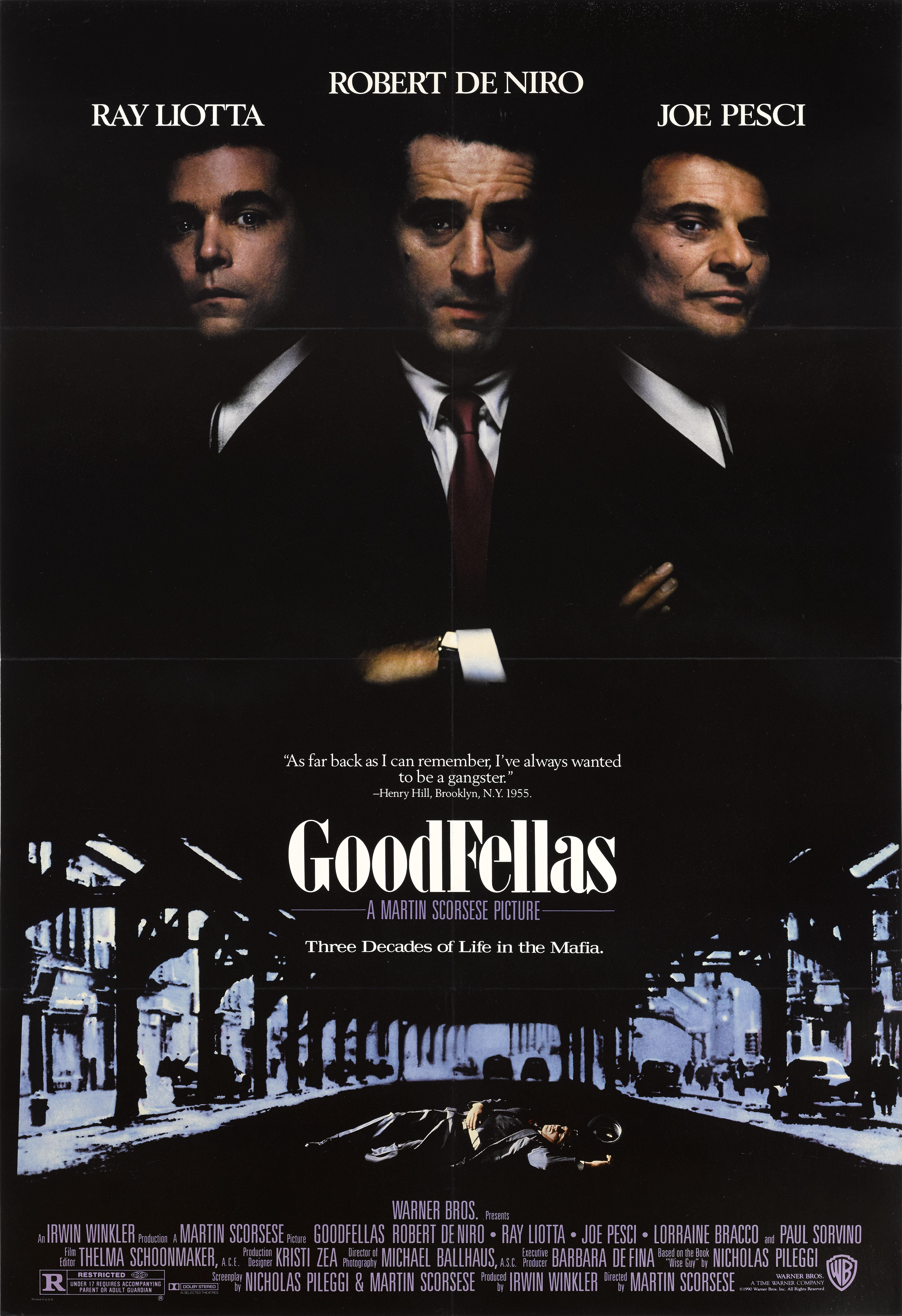 Original US film poster for the 1990 Gangster film directed by Martin Scorsese and starring Robert De Niro, Ray Liotta, Joe Pesci.
This poster is conservation linen backed and it would be shipped rolled by Federal Express in a strong tube.
      