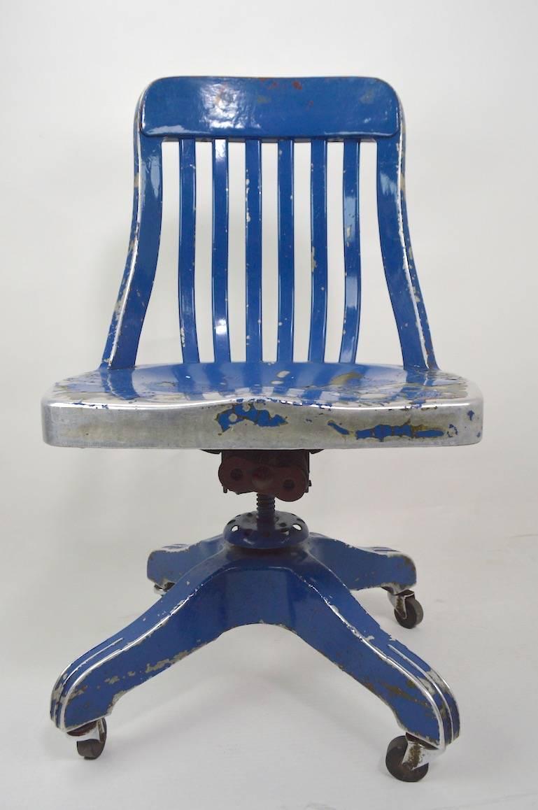 Industrial GoodForm Aluminium Swivel Desk Chair in Later Blue Paint Finish