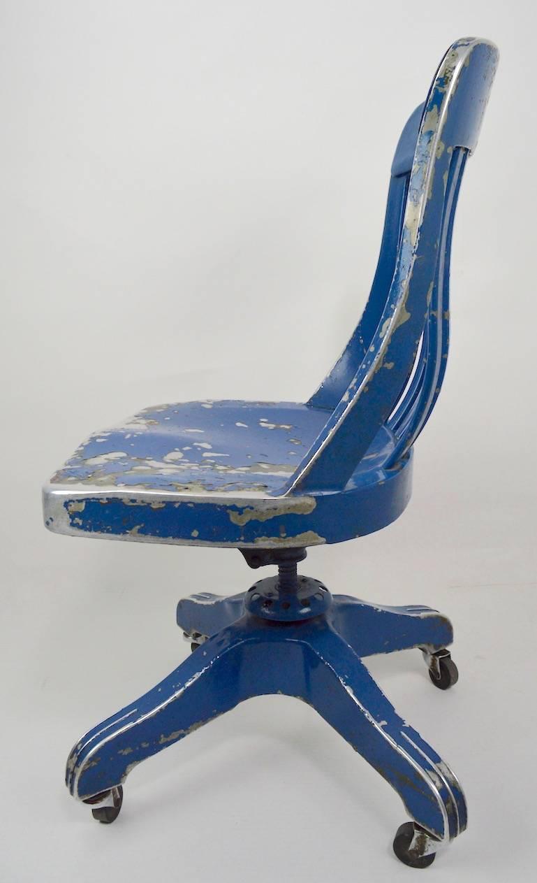 20th Century GoodForm Aluminium Swivel Desk Chair in Later Blue Paint Finish