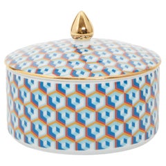 Goodie Jar, Cubi Blu Print 100% Porcelain by La DoubleJ, Made in Italy