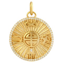 Goodluck Colgante de Diamantes Infinito y Hamsa de Oro Amarillo de 14k