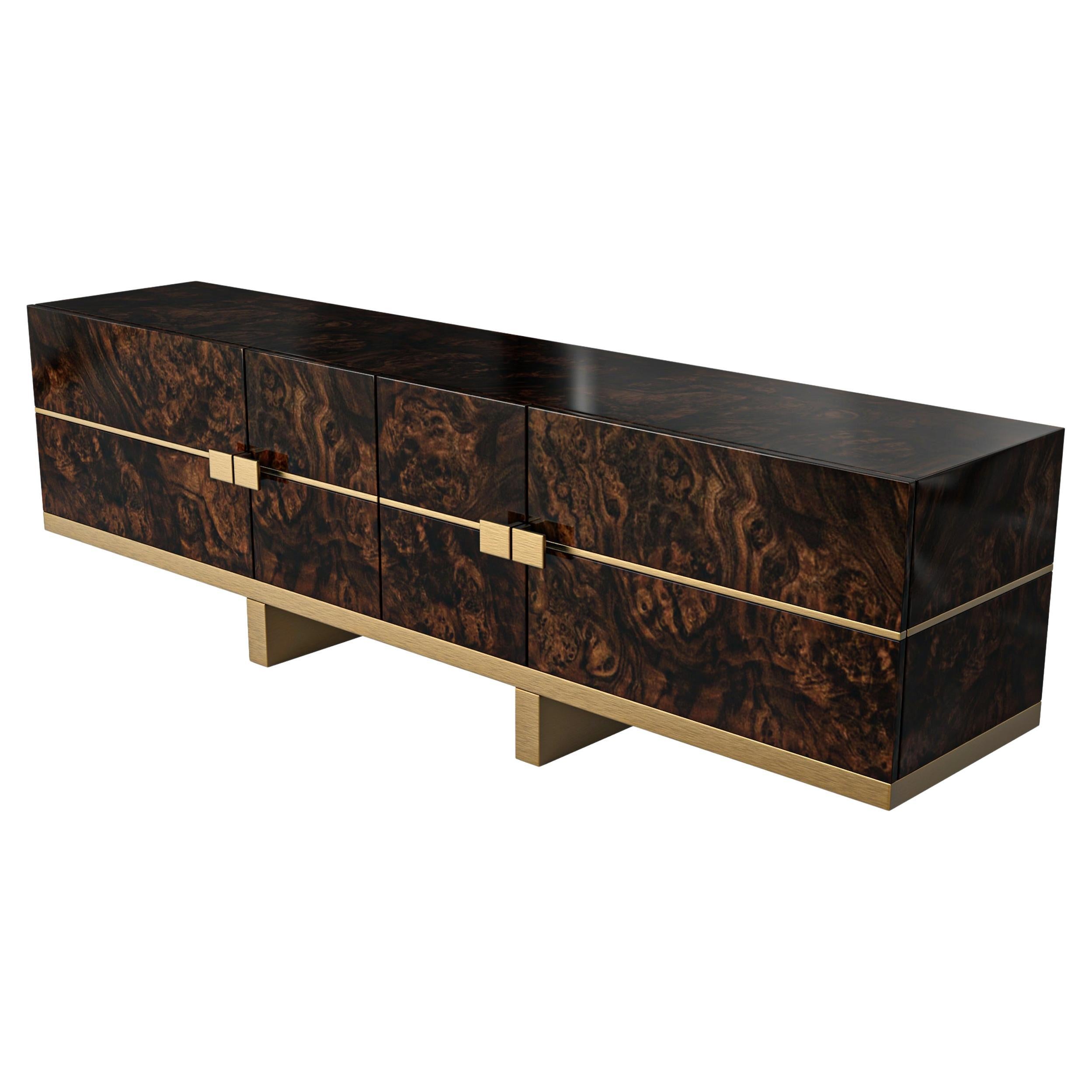 "Goodwood" Credenza with Bronze and Burl Walnut, Handmade, Istanbul