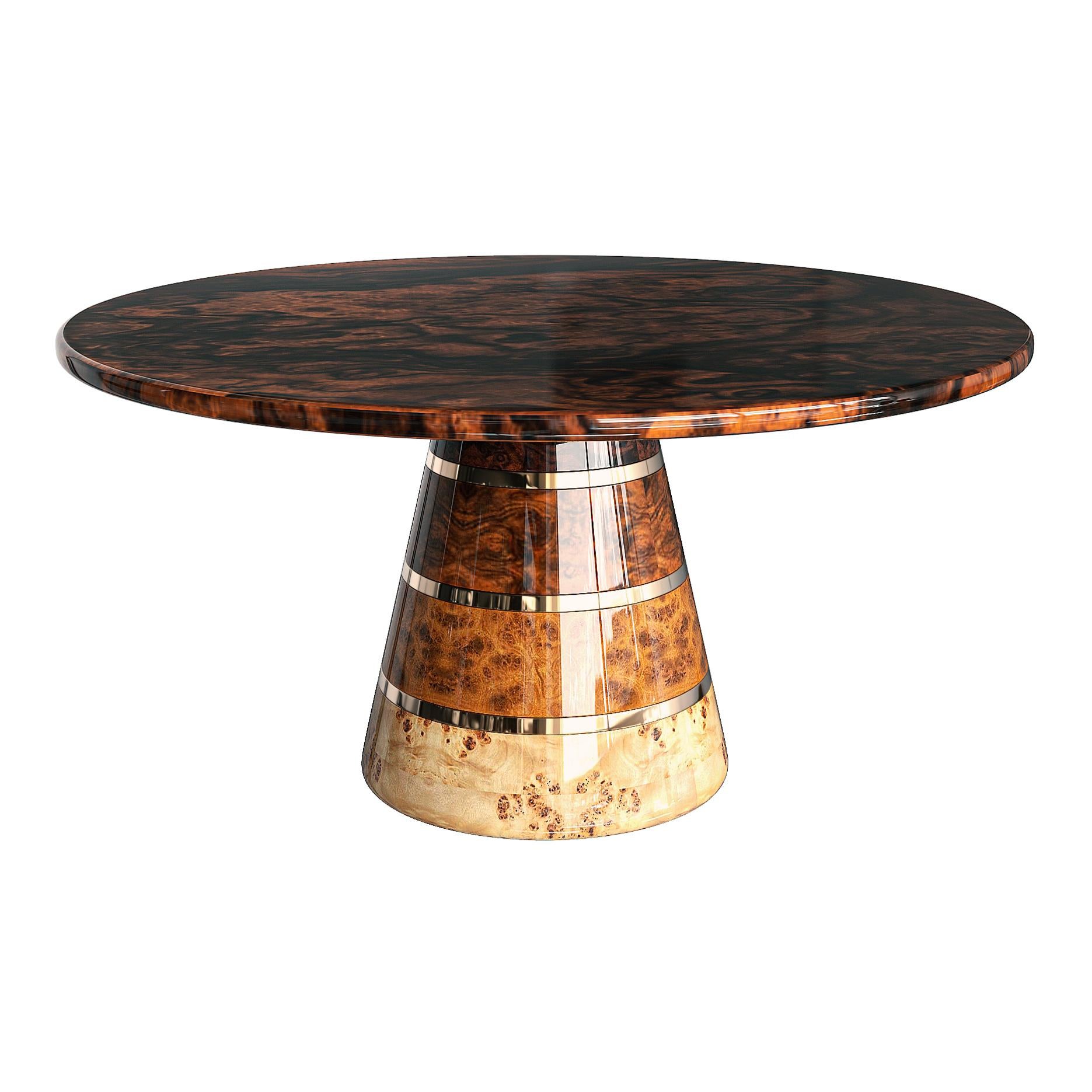Turc Table ronde Goodwood avec bois et détails en bronze uniques, faite à la main, Istanbul en vente