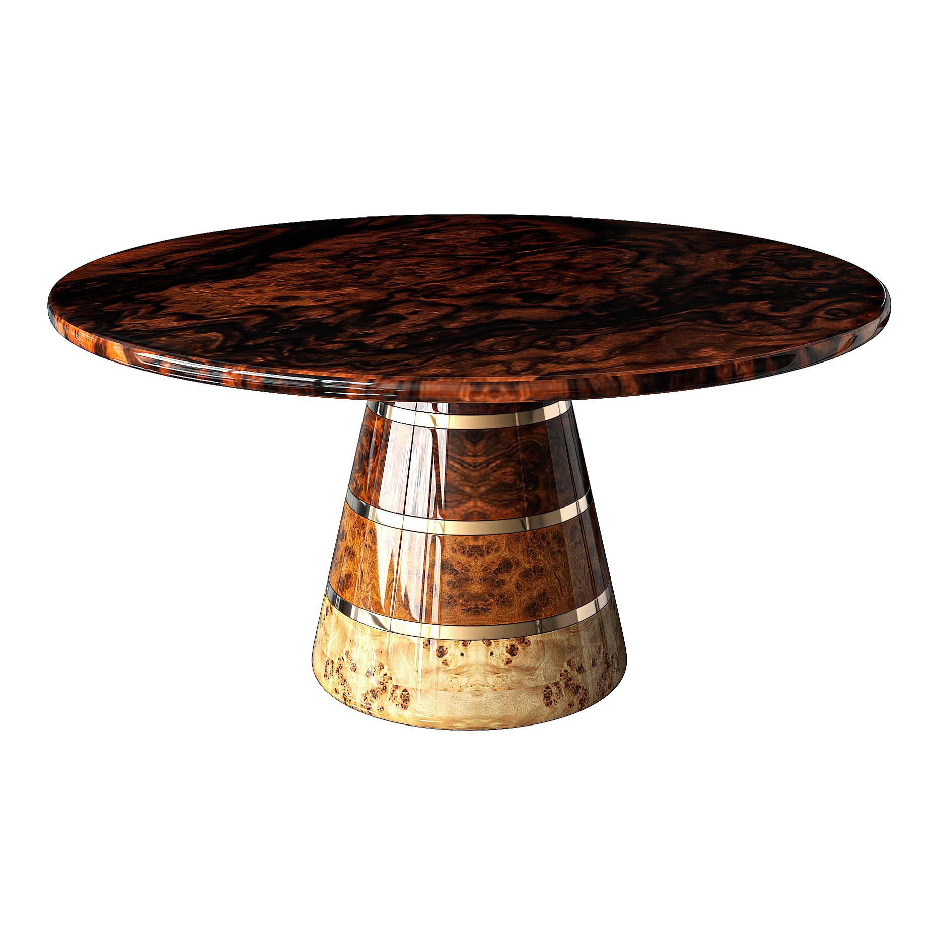 Fait main Table ronde Goodwood avec bois et détails en bronze uniques, faite à la main, Istanbul en vente