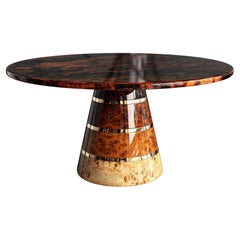 Table ronde Goodwood avec bois et détails en bronze uniques, faite à la main, Istanbul