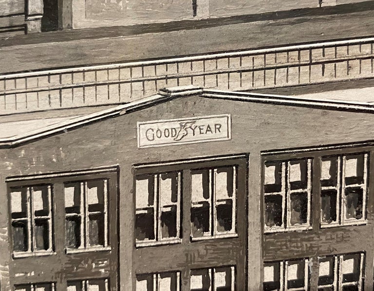 Goodyear PanoramikFabrikdruck mit Gouache von Woodbury and Co