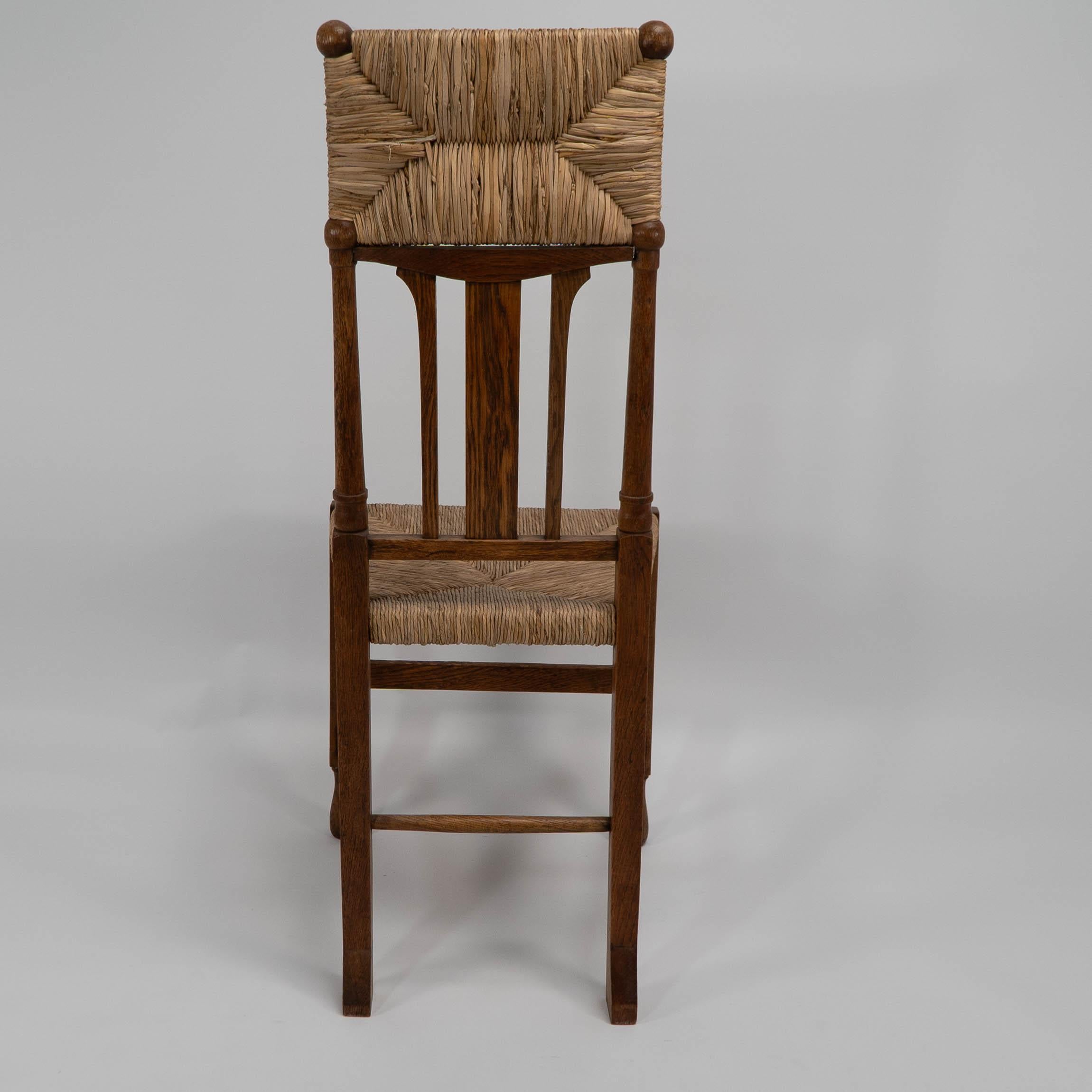 Rush Goodyers of Regent St. George Walton style. An Arts & Crafts inlaid rush seat For Sale