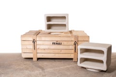 Goofy Charm Bedside Table – Sculptural White Concrete by Mary-Lynn & Carlo