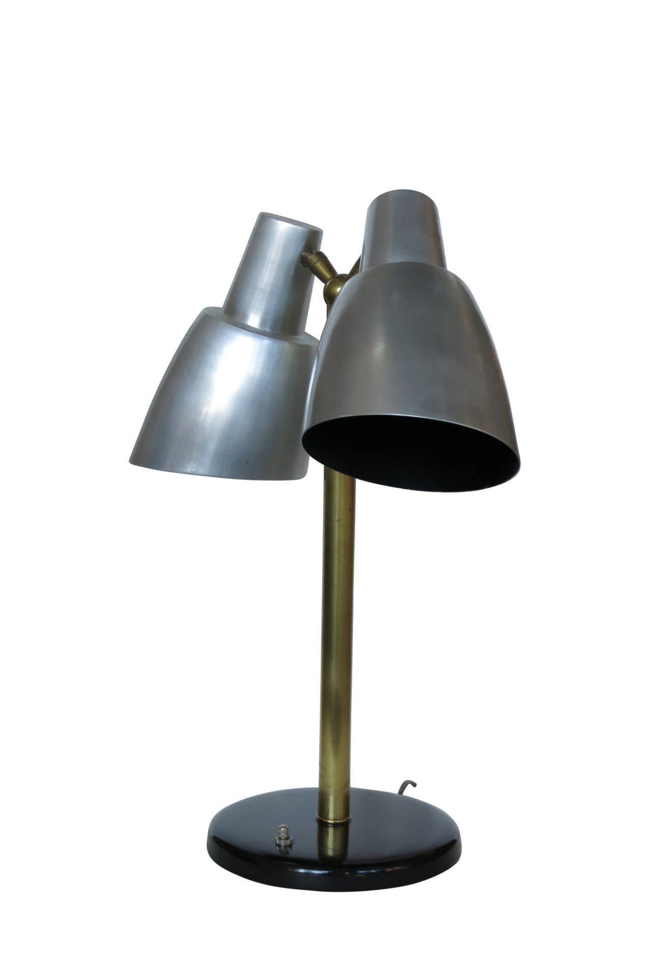 Mid-Century Modern Googie Brass and Aluminum Dual Desk Lamp
