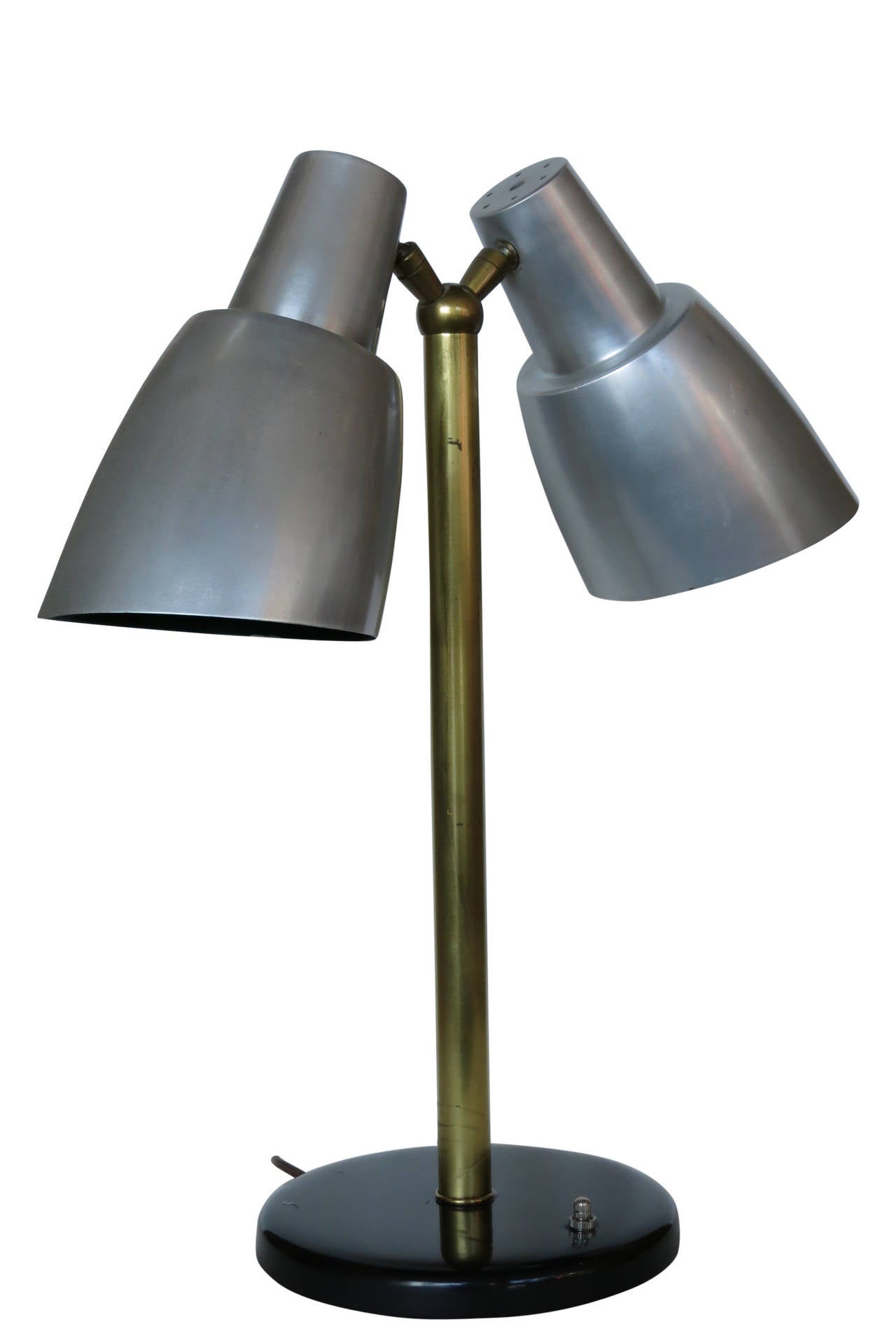 American Googie Brass and Aluminum Dual Desk Lamp