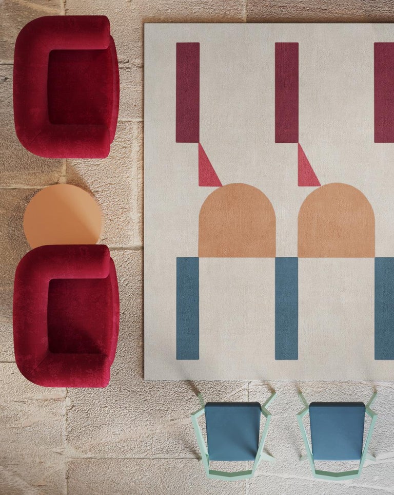 Googie, Colorful Unusual Wool Silk Rug For Sale at 1stDibs