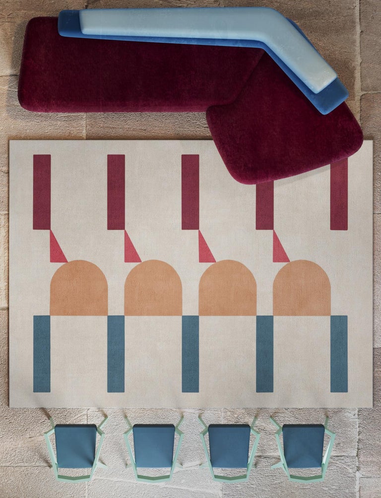 Googie, Colorful Unusual Wool Silk Rug For Sale at 1stDibs