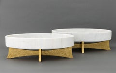 Googie Style "LAX" Marble Bowls on Stands, Pair