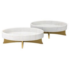 Googie Style "LAX" Marble Bowls on Stands, Pair