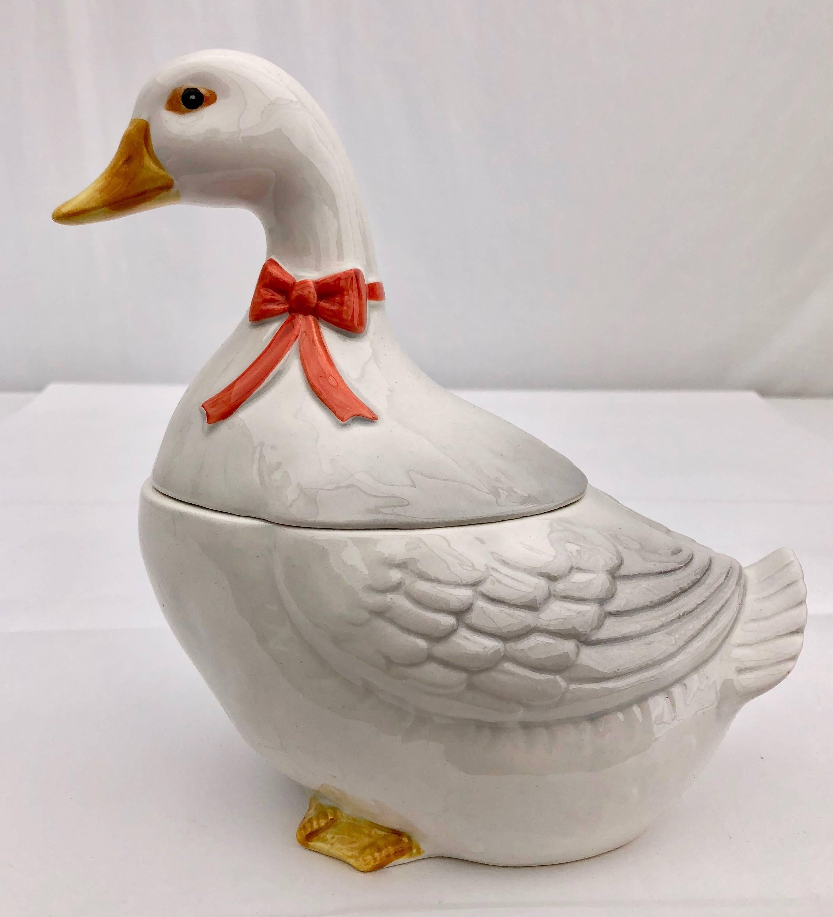 Goose Candy Jar Ceramic Handcrafted by Otagiri, Japan, 1983 in It's Original Box In Excellent Condition For Sale In Petaluma, CA