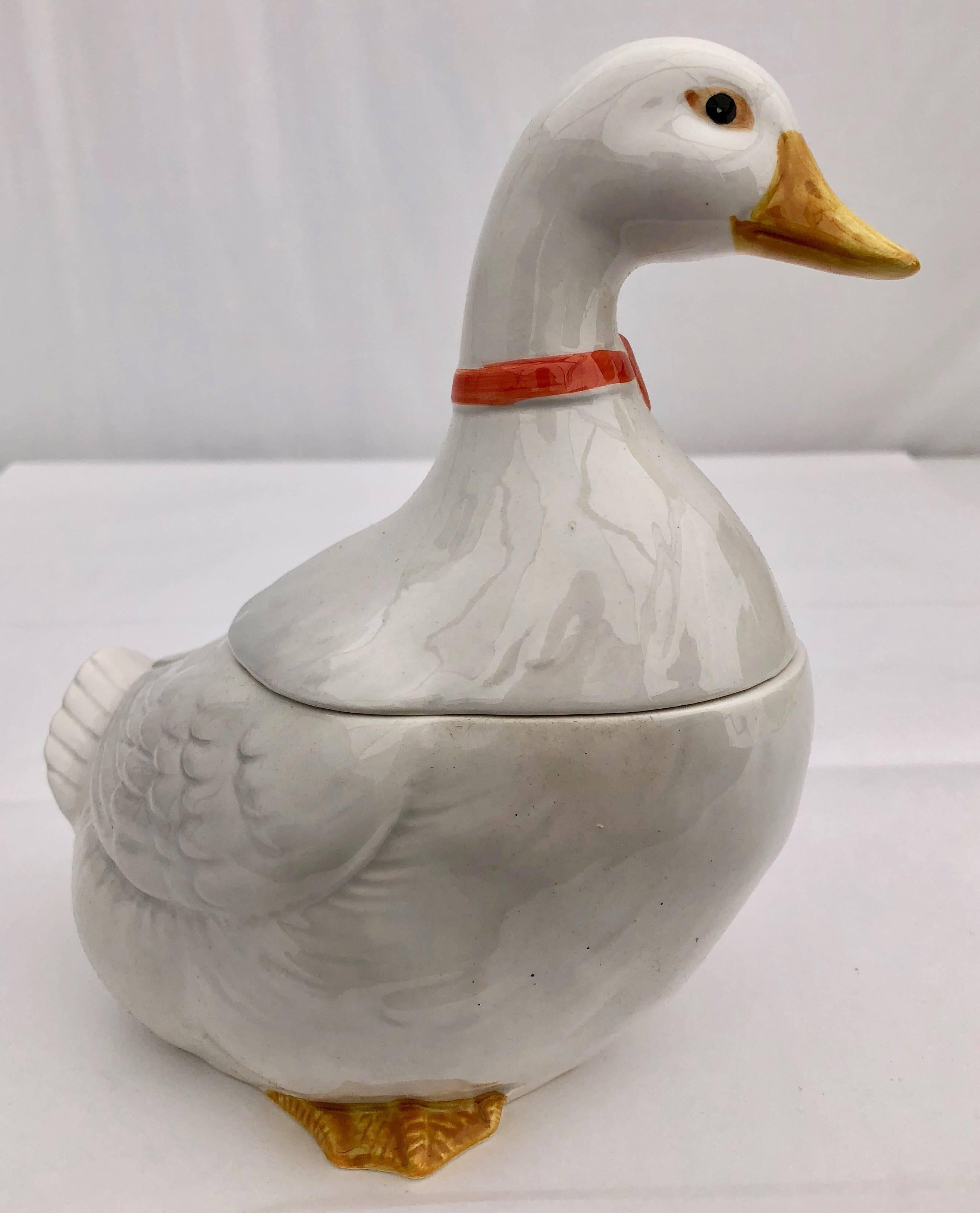 Late 20th Century Goose Candy Jar Ceramic Handcrafted by Otagiri, Japan, 1983 in It's Original Box For Sale