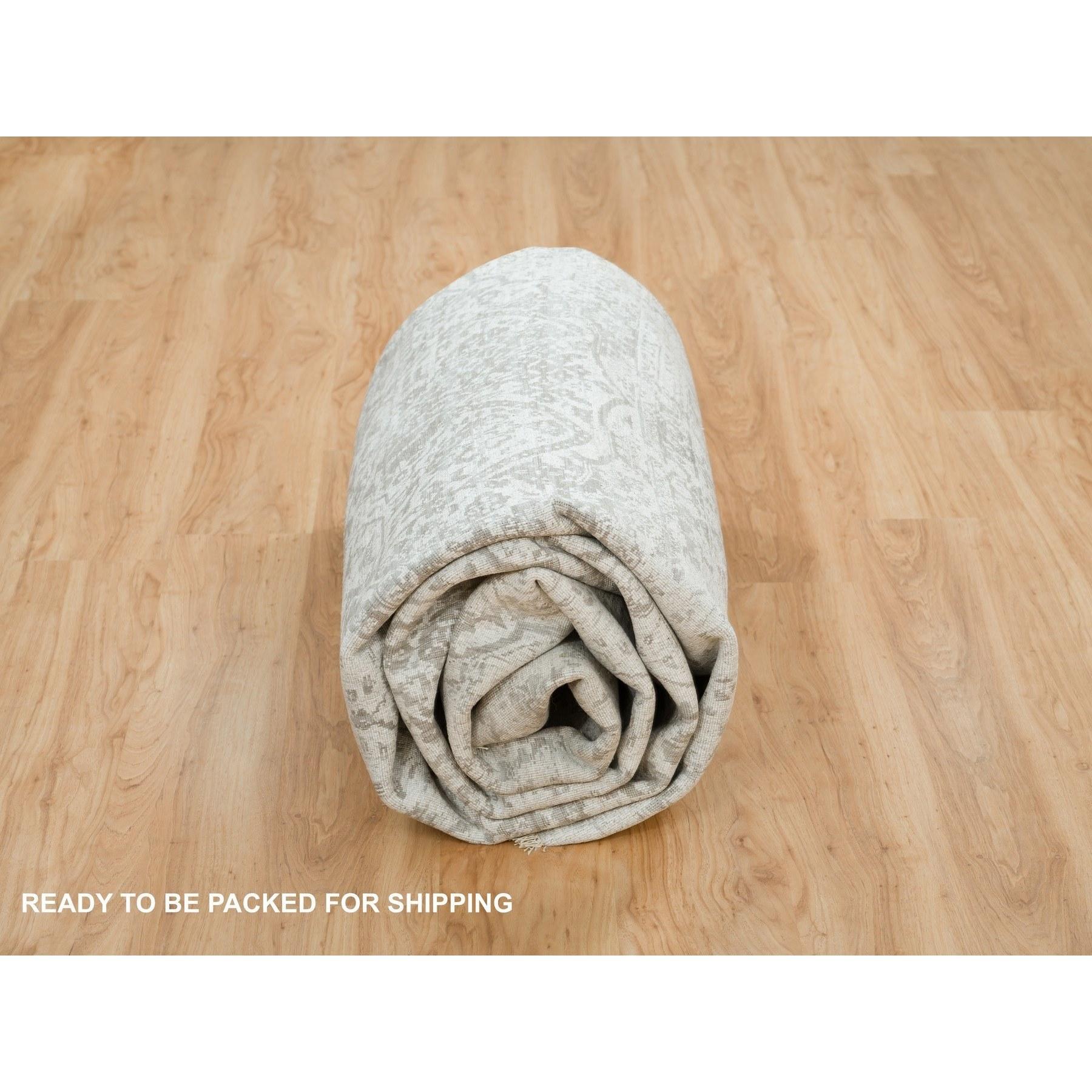 Tappeto orientale in lana e seta Goose Gray Persian Design Annodato a mano 8'11