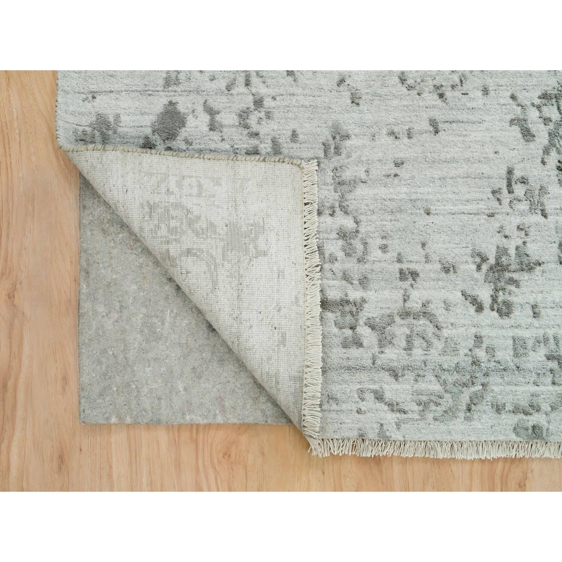 Tappeto orientale in lana e seta Goose Gray Persian Design Annodato a mano 8'11