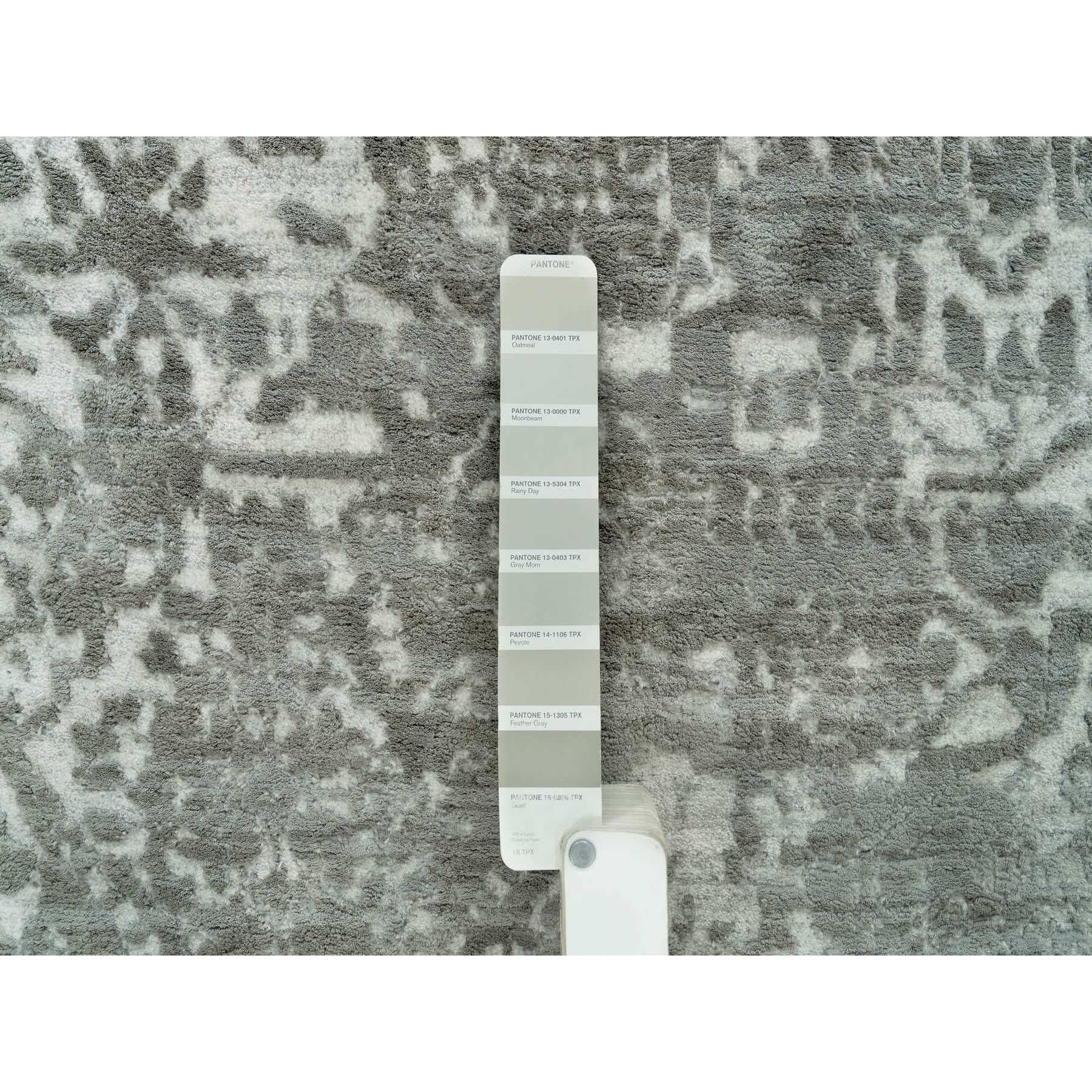 Tappeto orientale in lana e seta Goose Gray Persian Design Annodato a mano 8'11