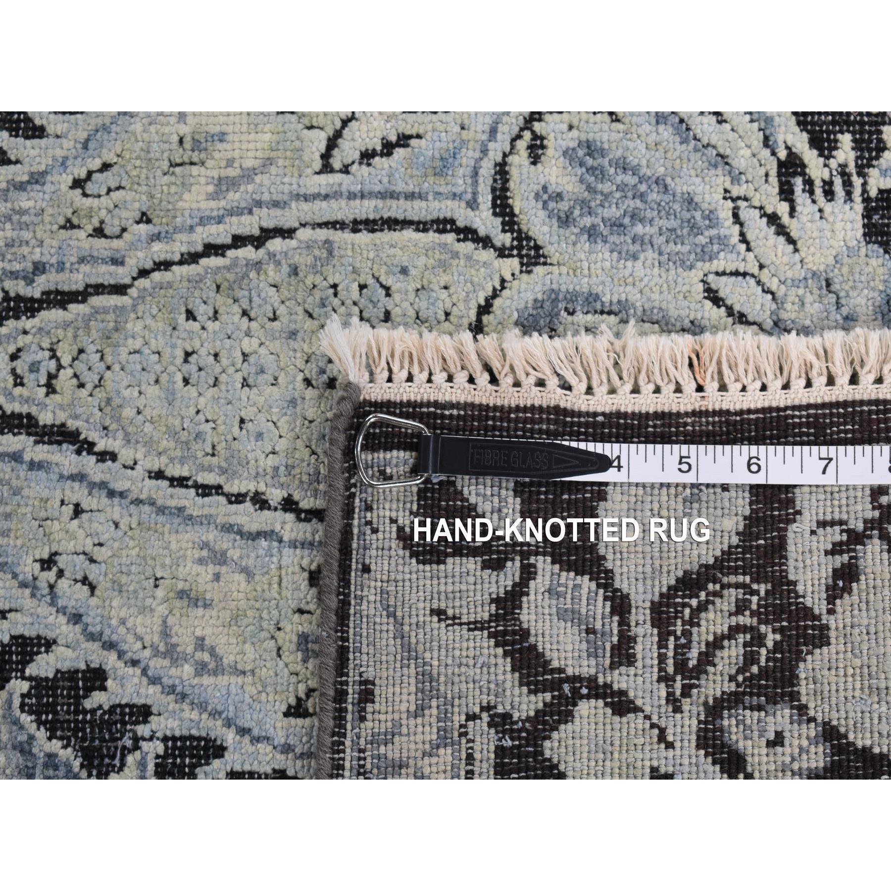Tappeto Goose Gray in pura seta con disegno di fiori di tulipano in lana annodato a mano 9'0
