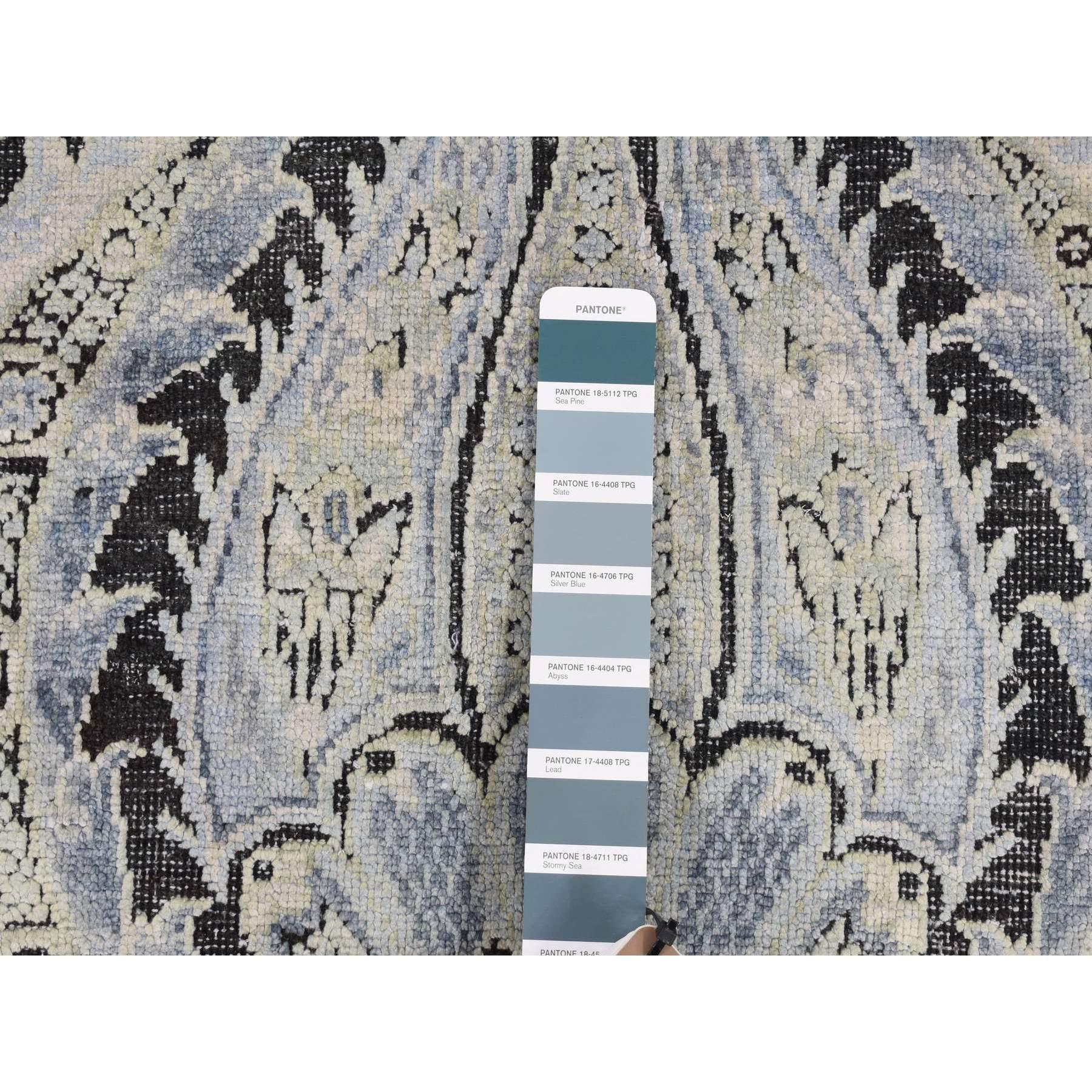 XXI secolo e contemporaneo Tappeto Goose Gray in pura seta con disegno di fiori di tulipano in lana annodato a mano 9'0