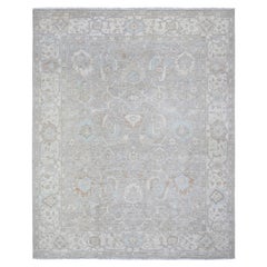 Goose Gray White Wash Peshawar Hand Knotted Pure Wool Oriental Rug 8'10" x 10'9"