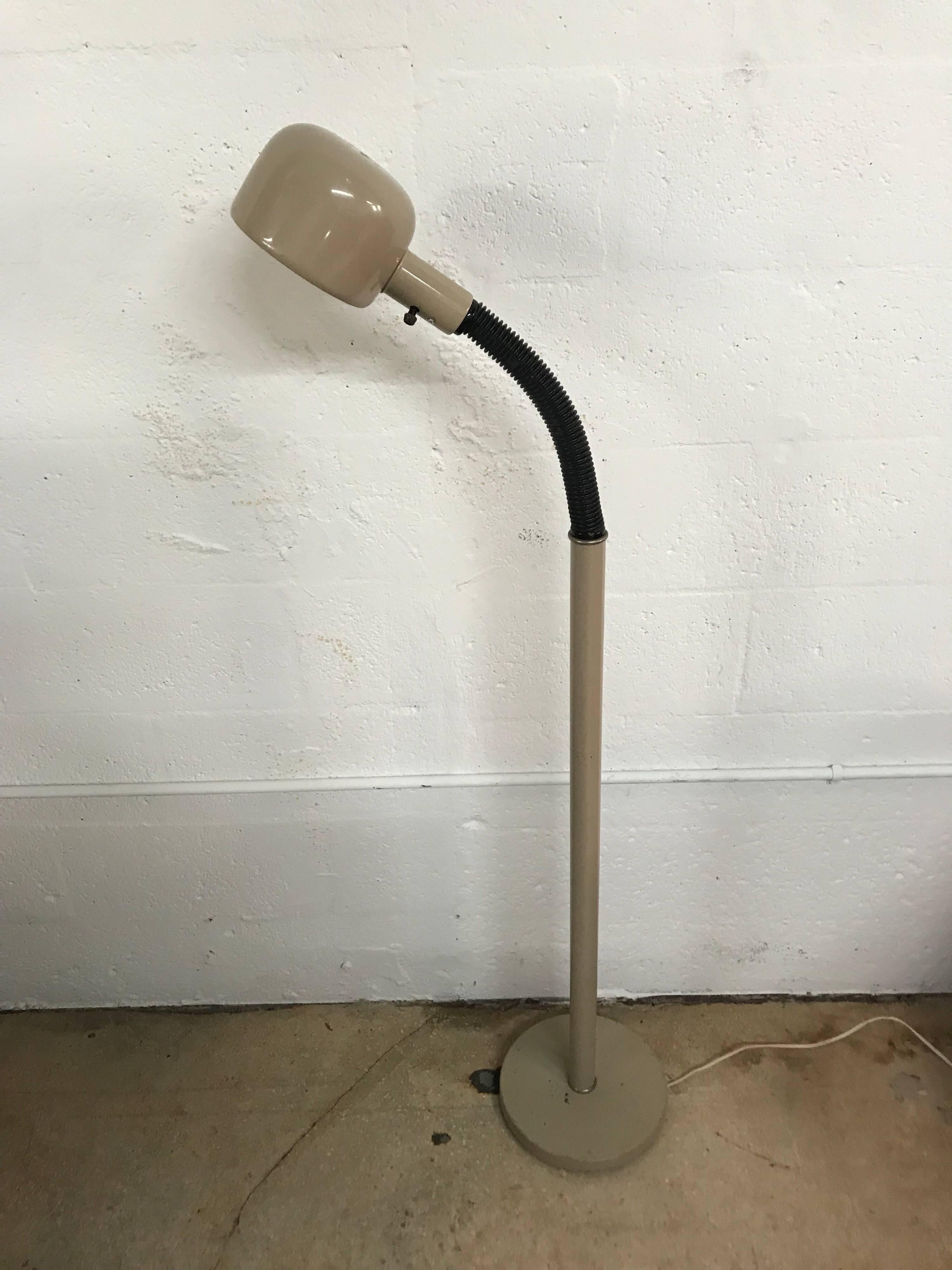 Mid-Century Modern Goose Neck Adjustable Reading or Floor Lamp, 1970s