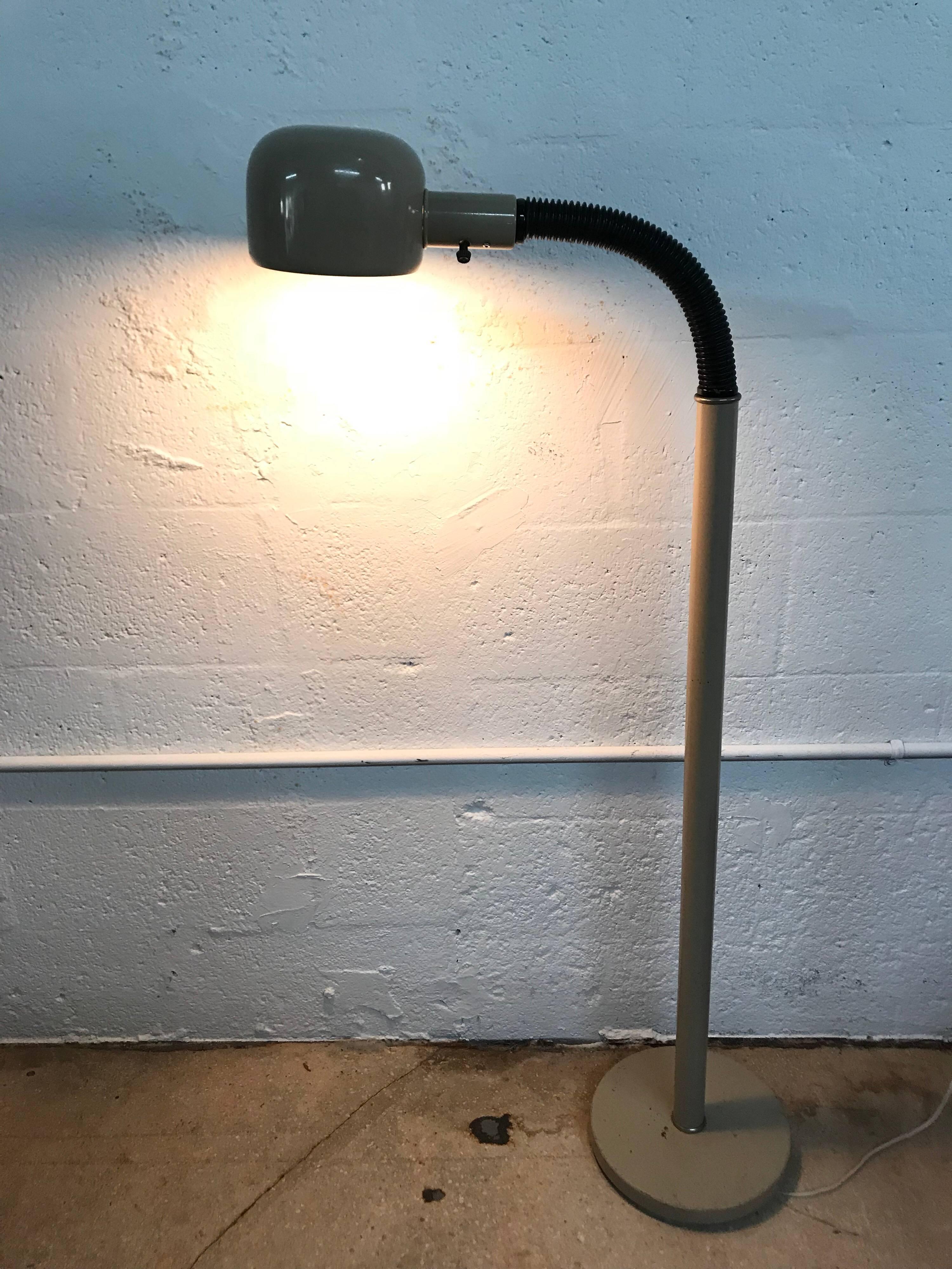 Steel Goose Neck Adjustable Reading or Floor Lamp, 1970s