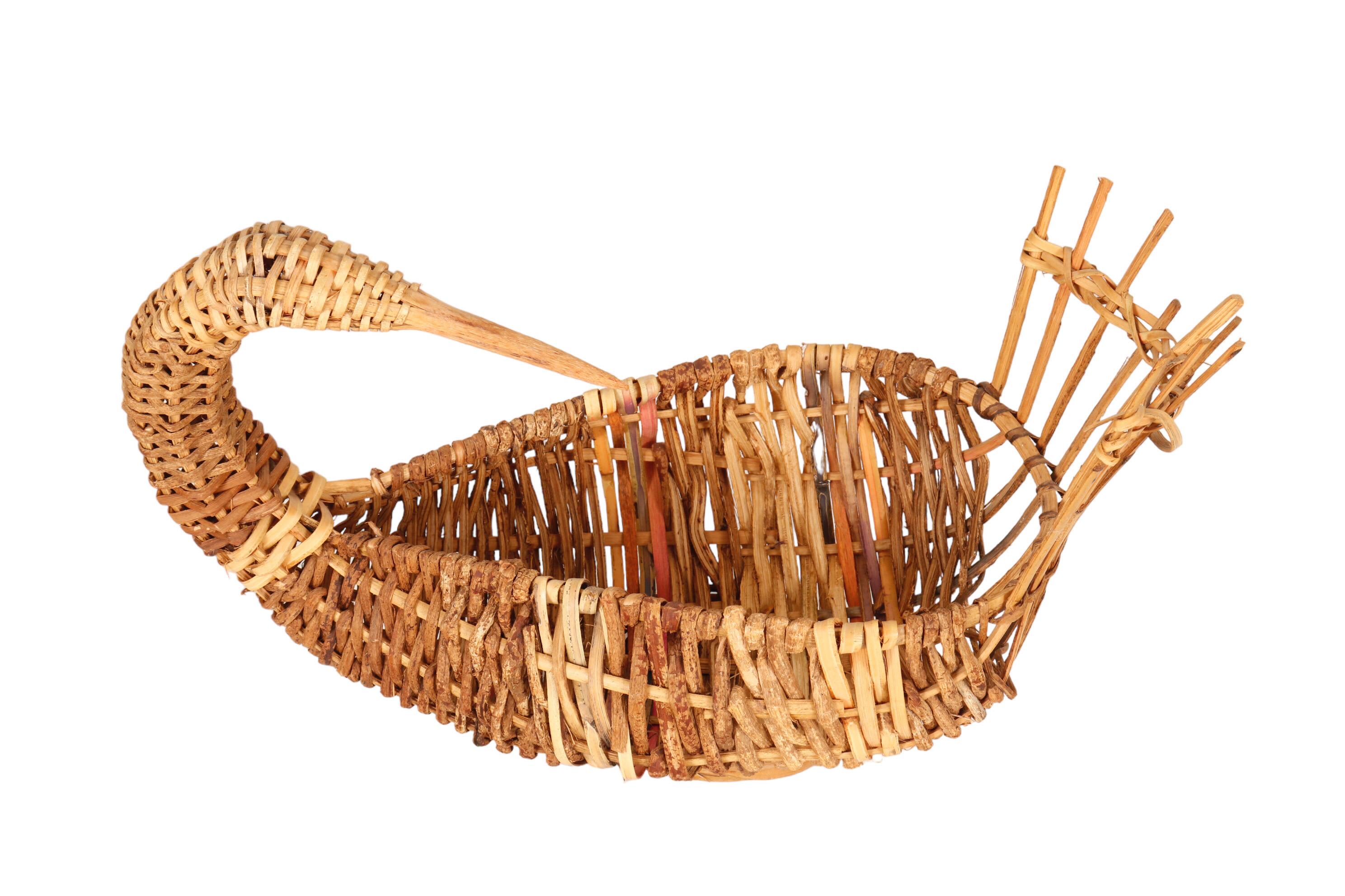 20th Century Goose-Shaped Rattan Basket For Sale